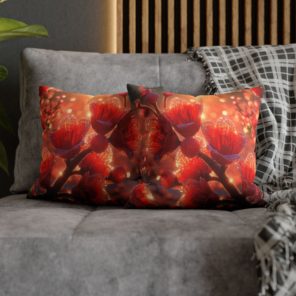 Red diamond flowers (in sunset) - Suede Square Pillowcase