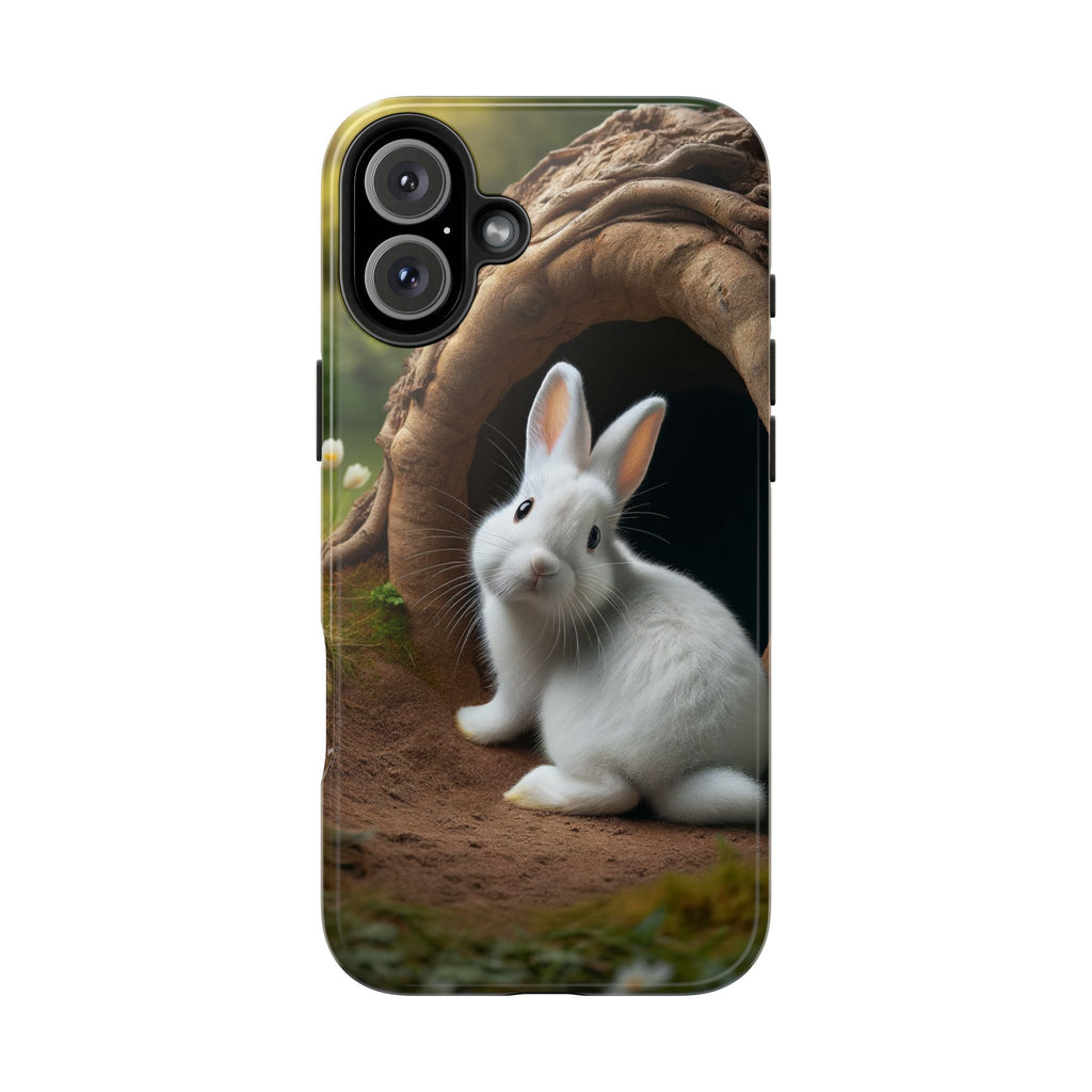 White curious rabbit - Tough Phone Case