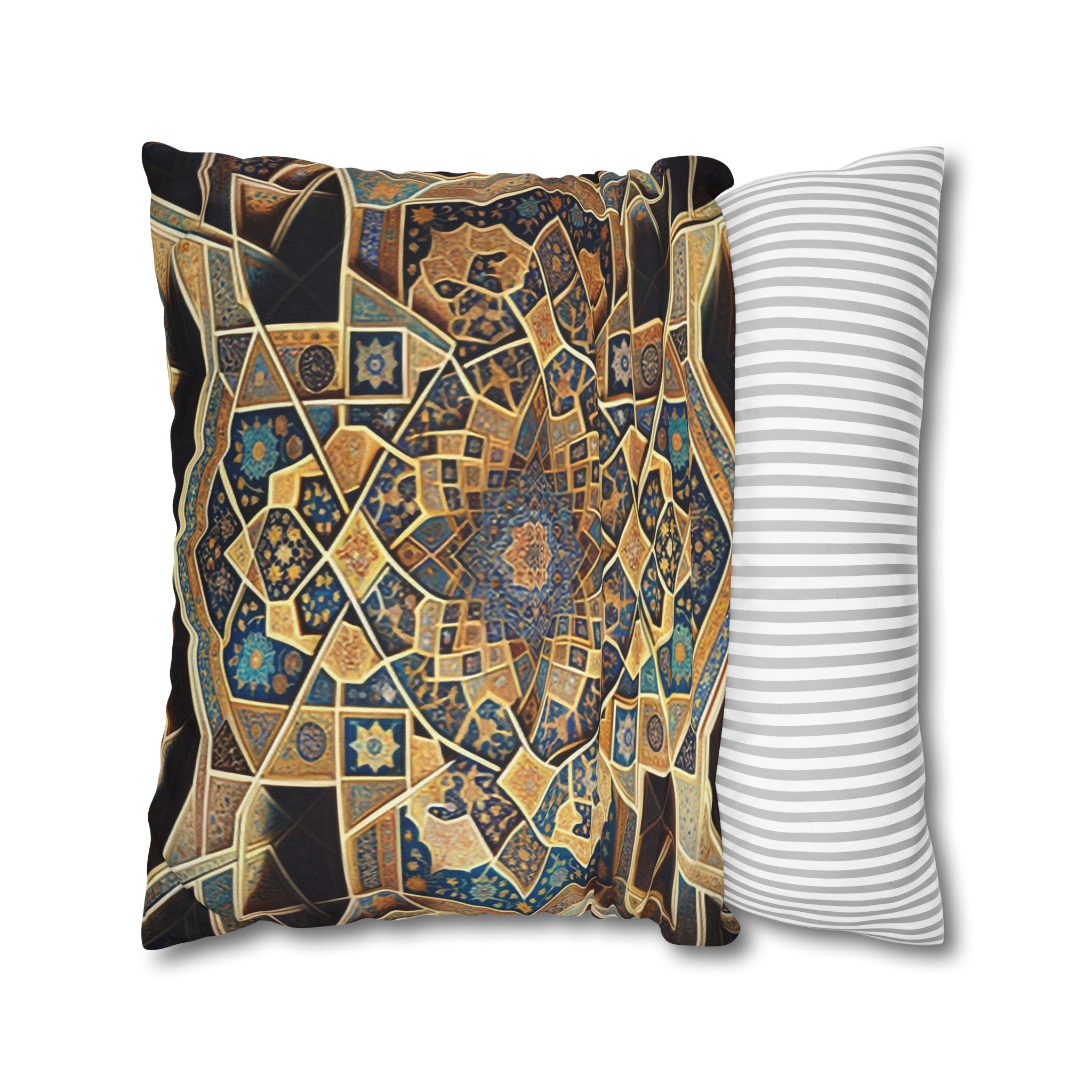 Persian Art, yellow-brown - Polyester Square Pillowcase