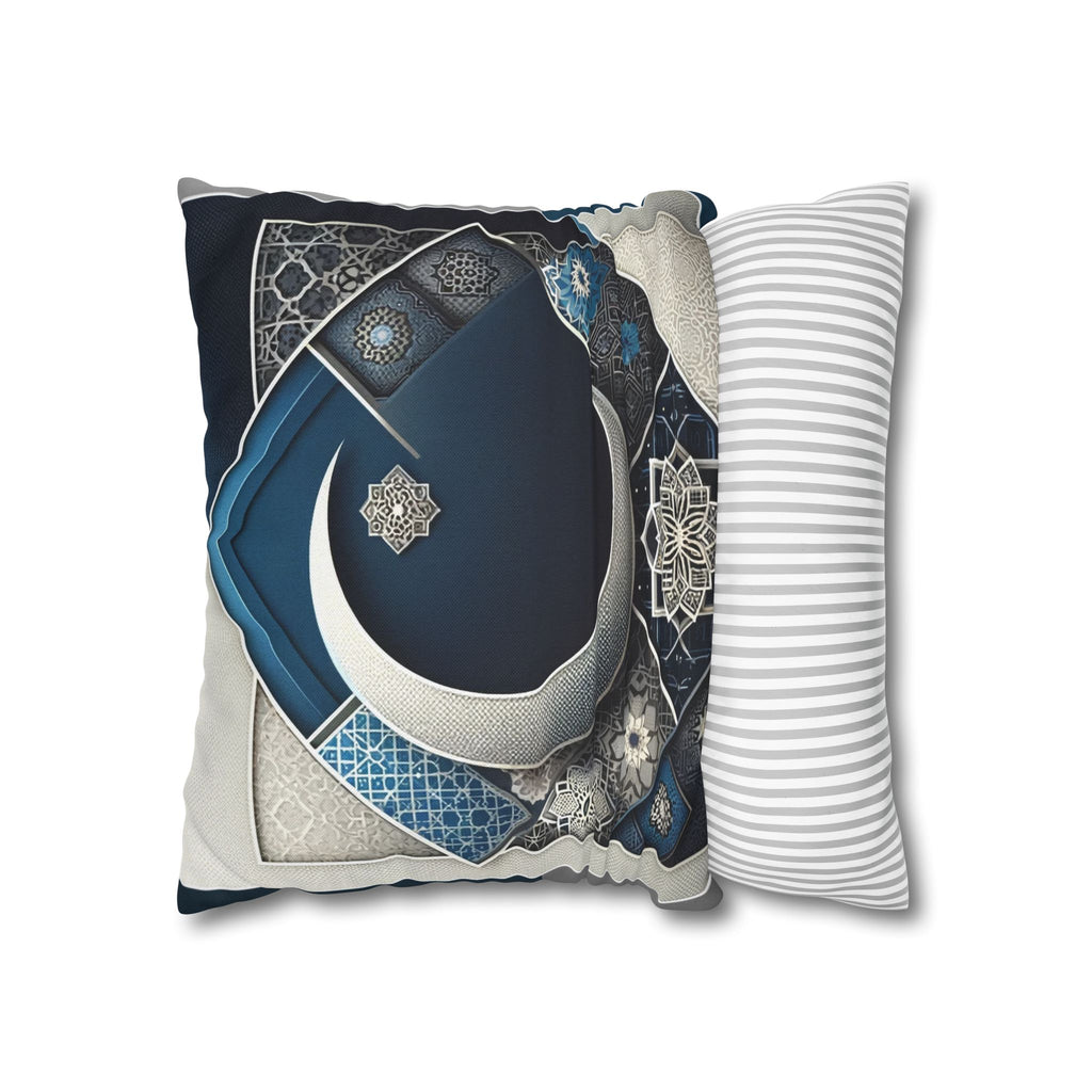 Islamic Art, Silver-blue - Polyester Square Pillowcase