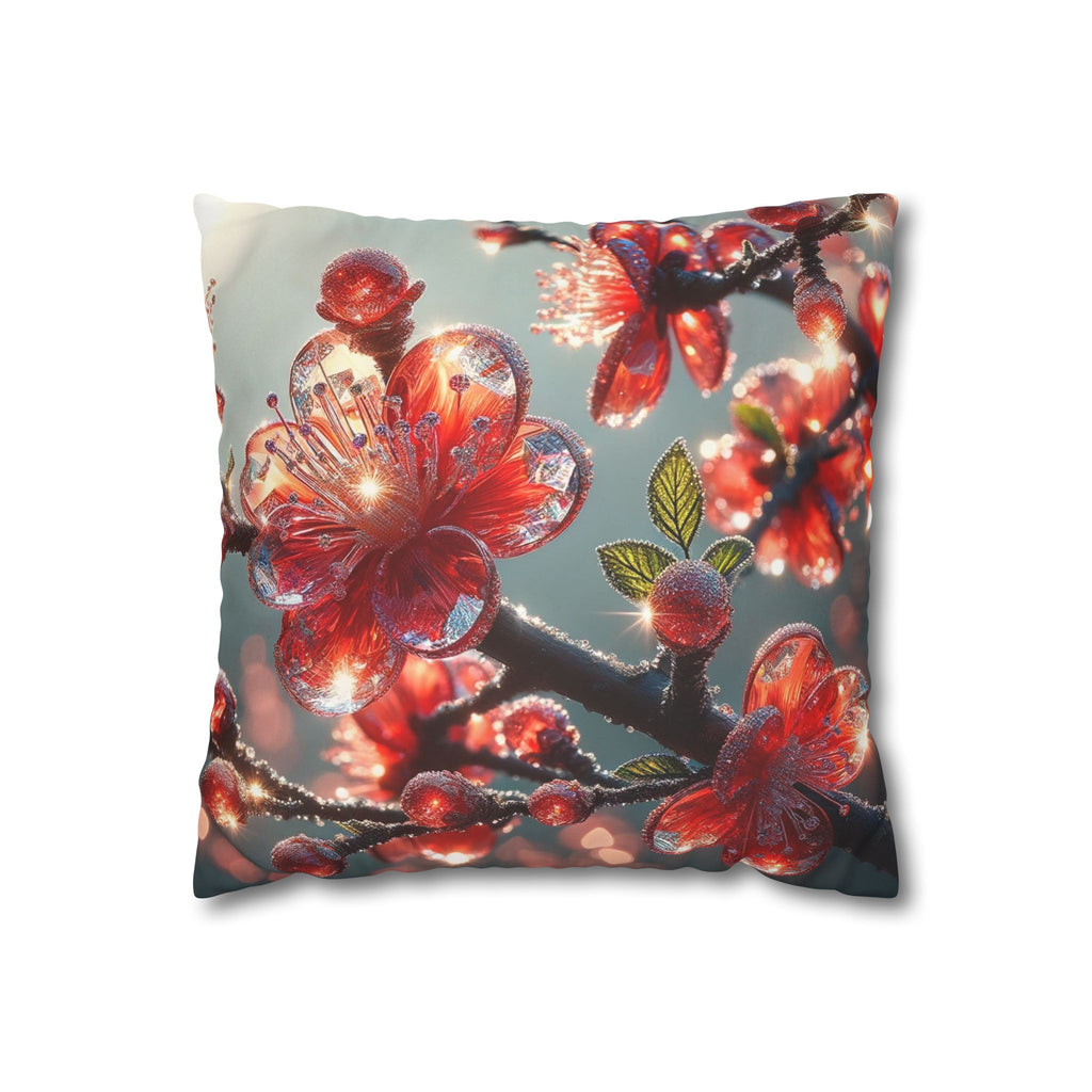 Red diamond flowers (at sunrise) - Suede Square Pillowcase