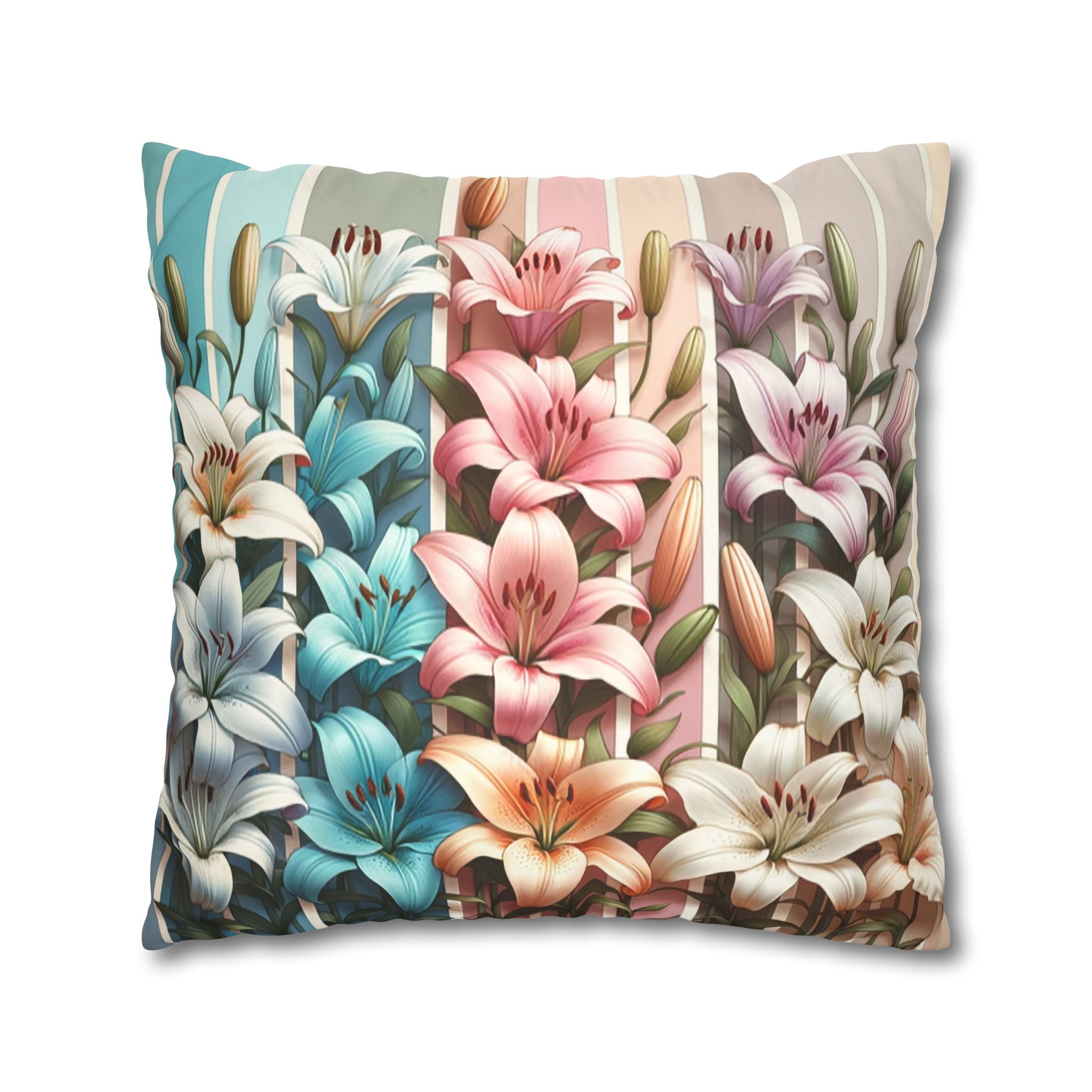 Lilies (in columns) - Suede Square Pillowcase