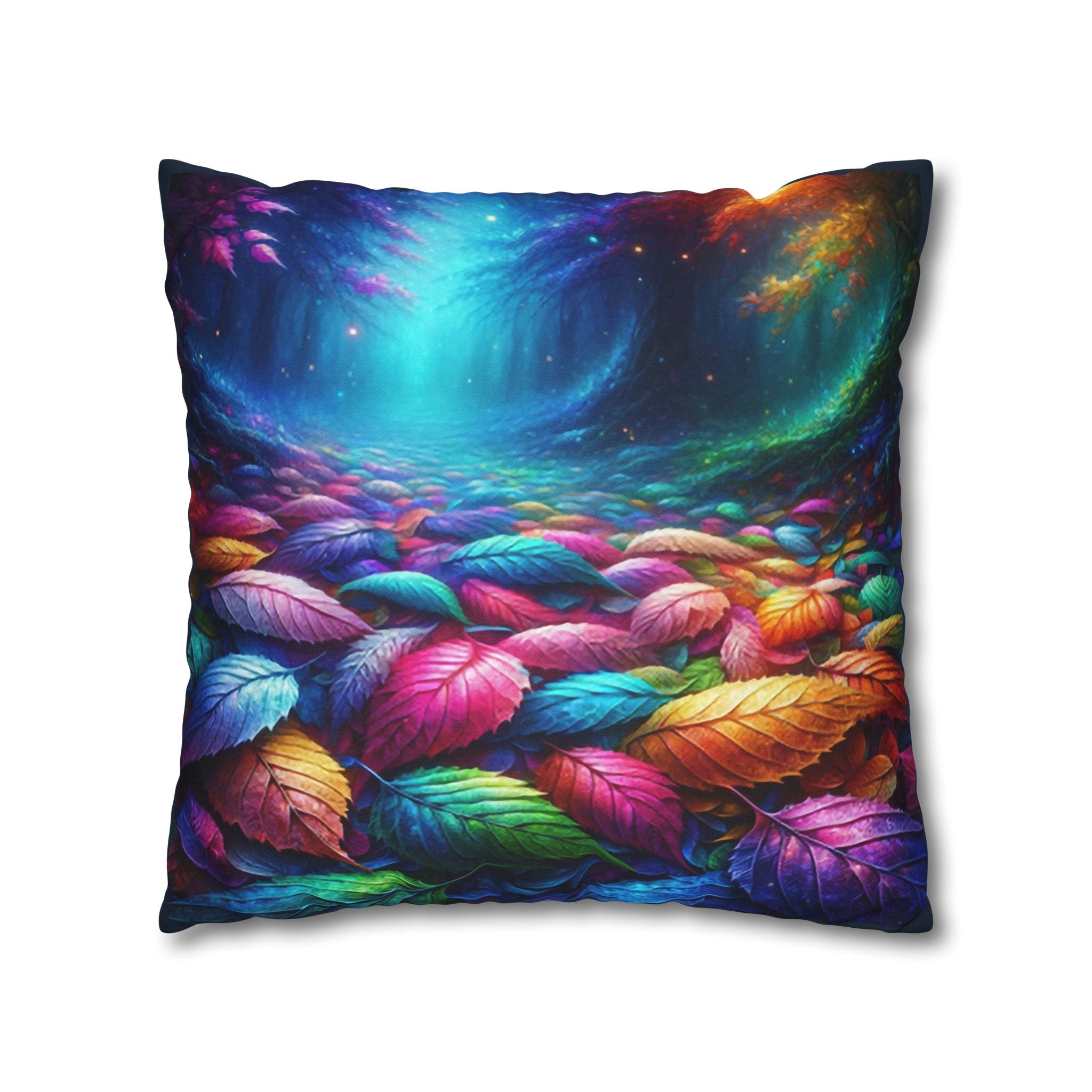 Magical Leaves in a forest-  Polyester Square Pillowcase