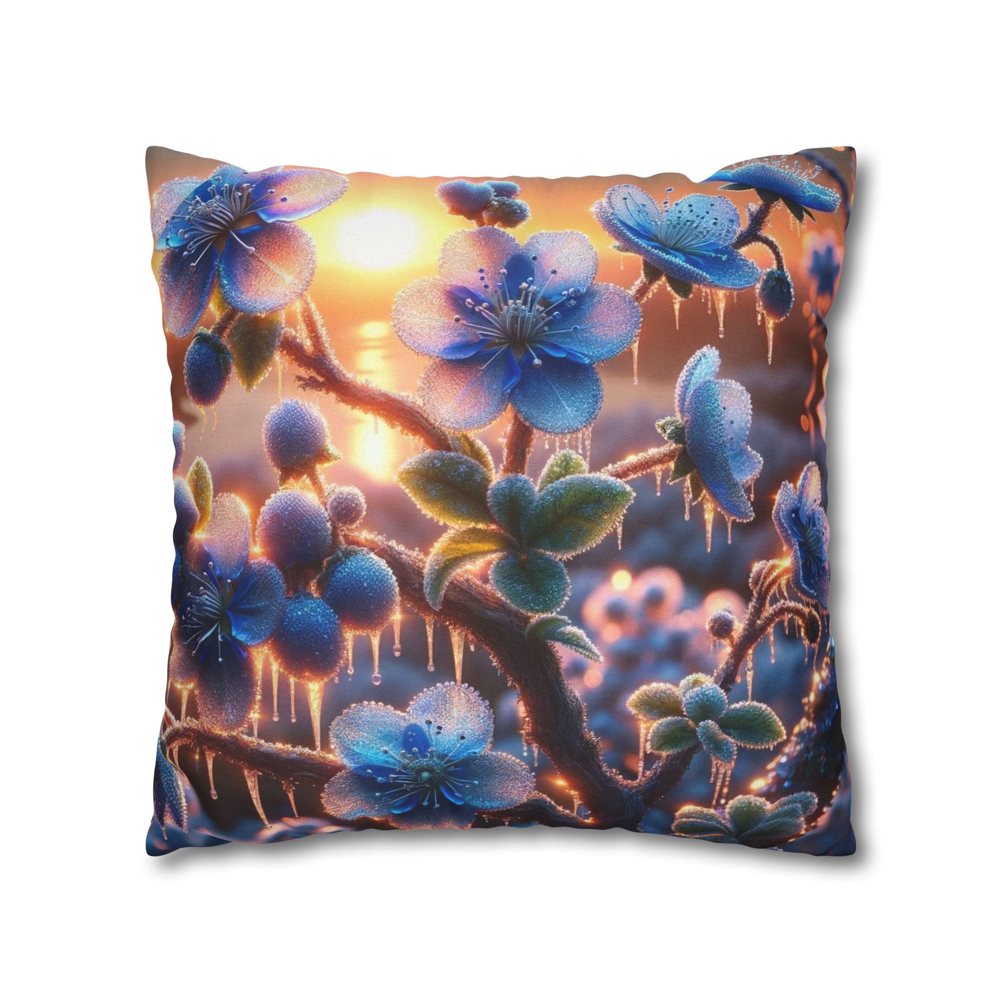 Pillowcase with Blue Flowers and Diamonds