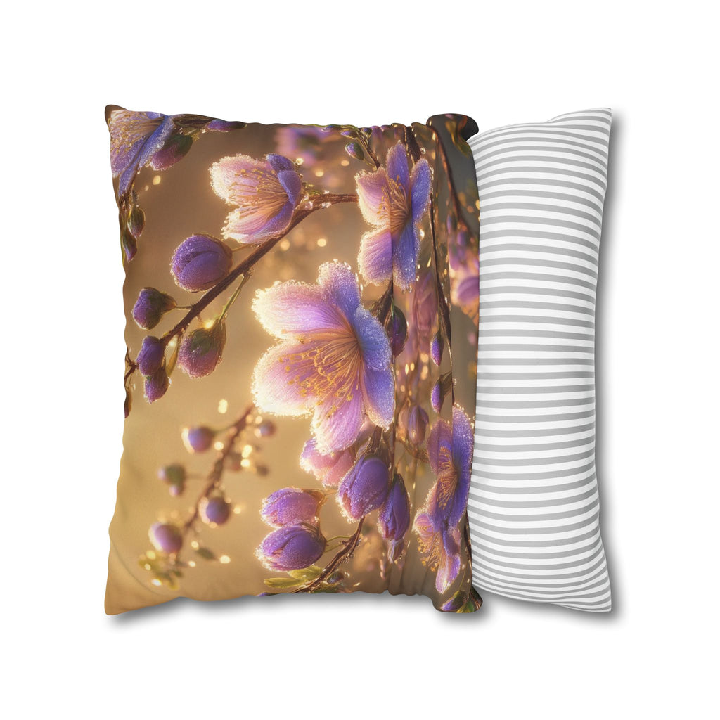 Purple and white flowers - Suede Square Pillowcase