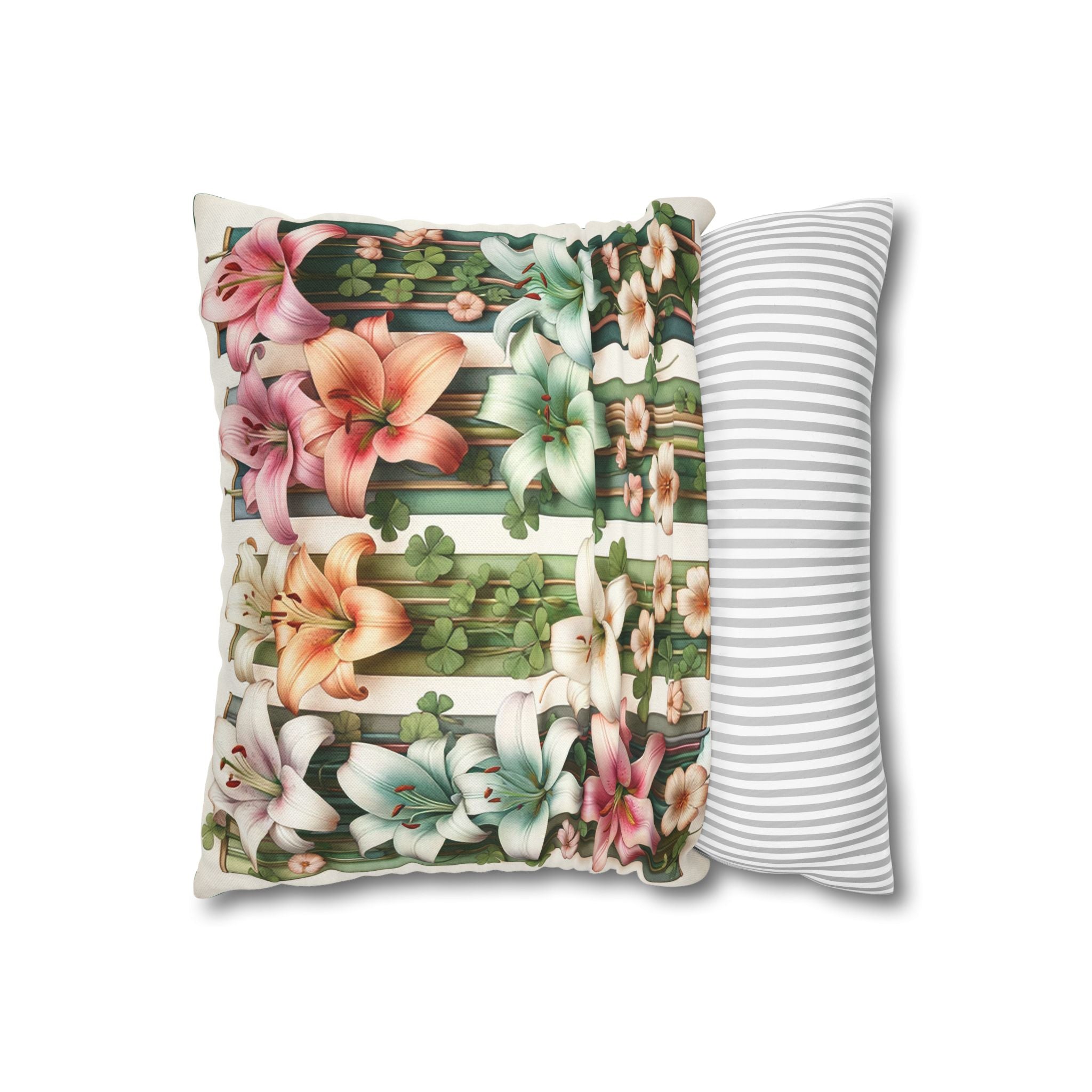 Lilies with little leaves - Polyester Square Pillowcase
