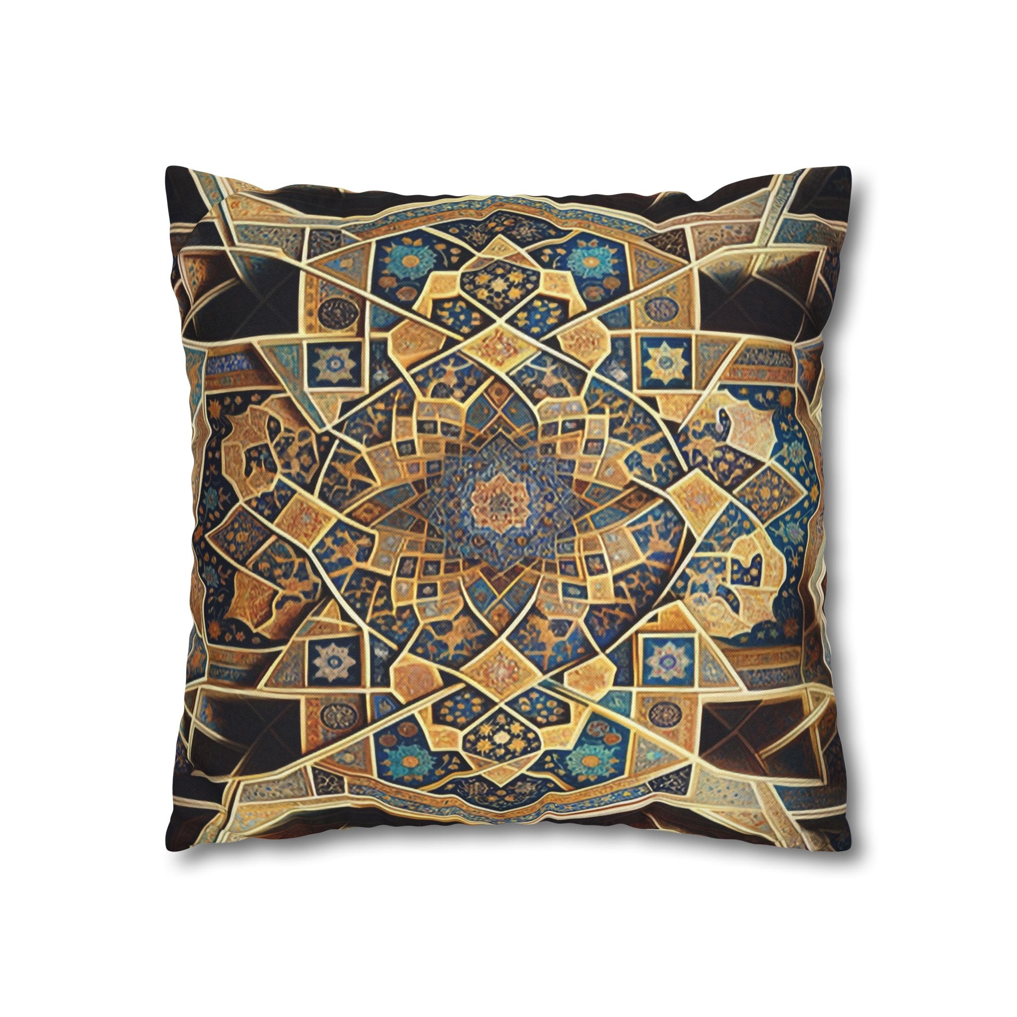 Persian Art, yellow-brown - Polyester Square Pillowcase