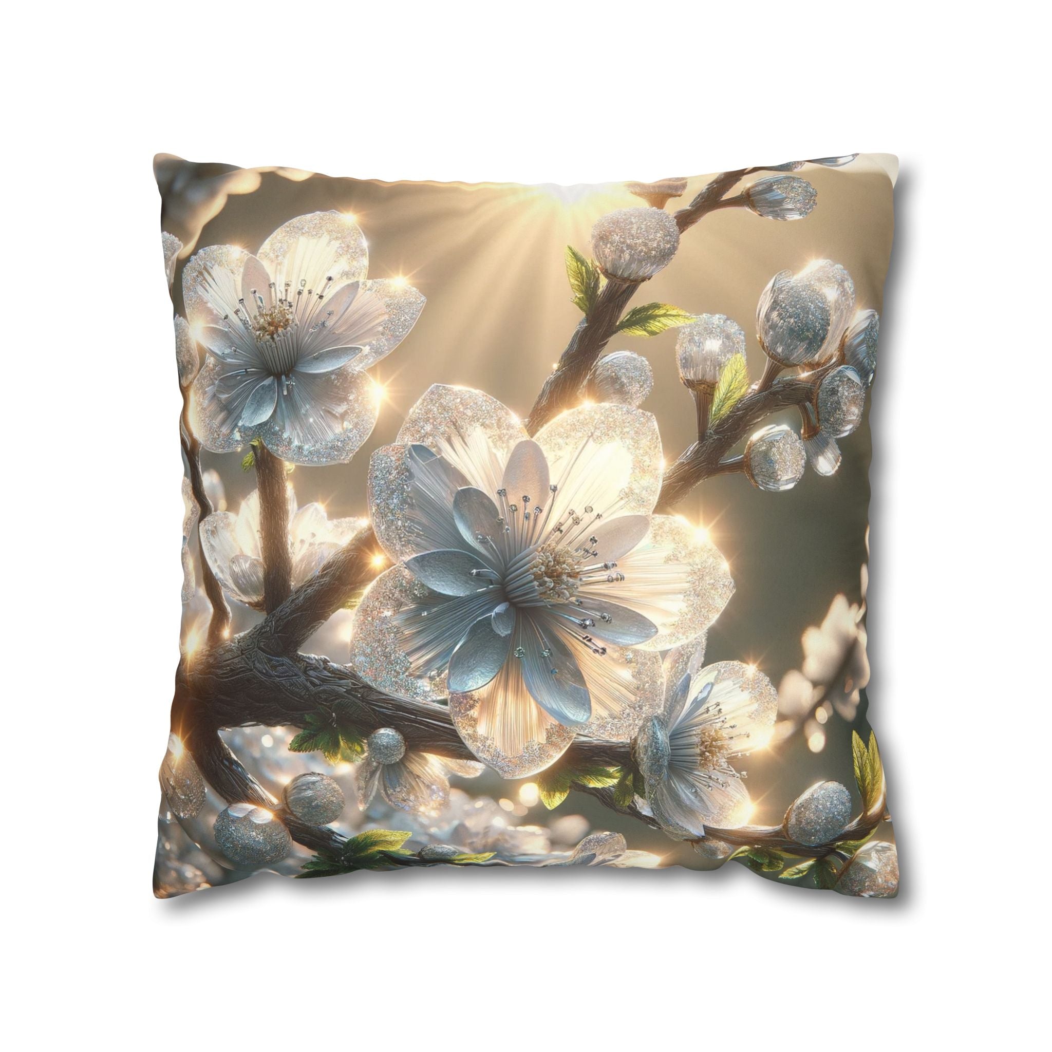 Big silver and white flowers - Suede Square Pillowcase