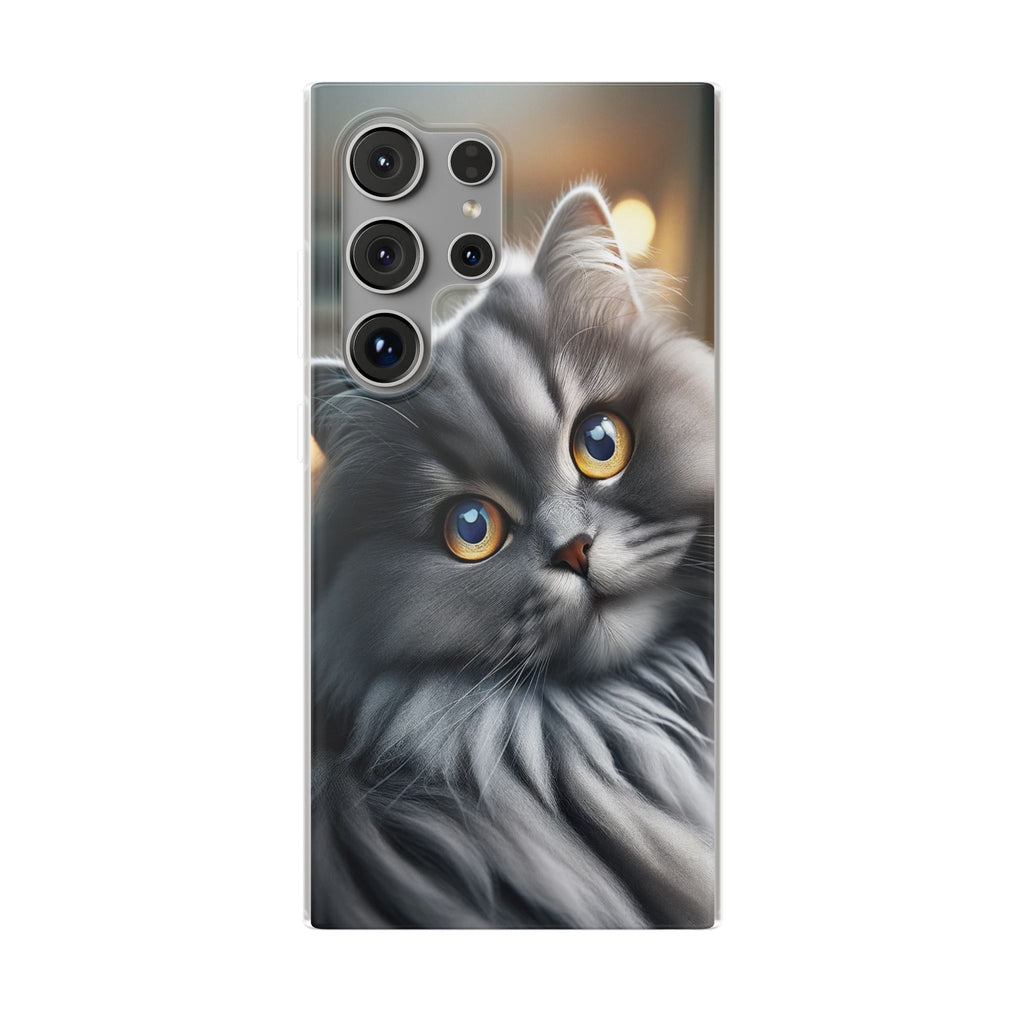 Curious, grey cat - Flexi Case (Samsung only)