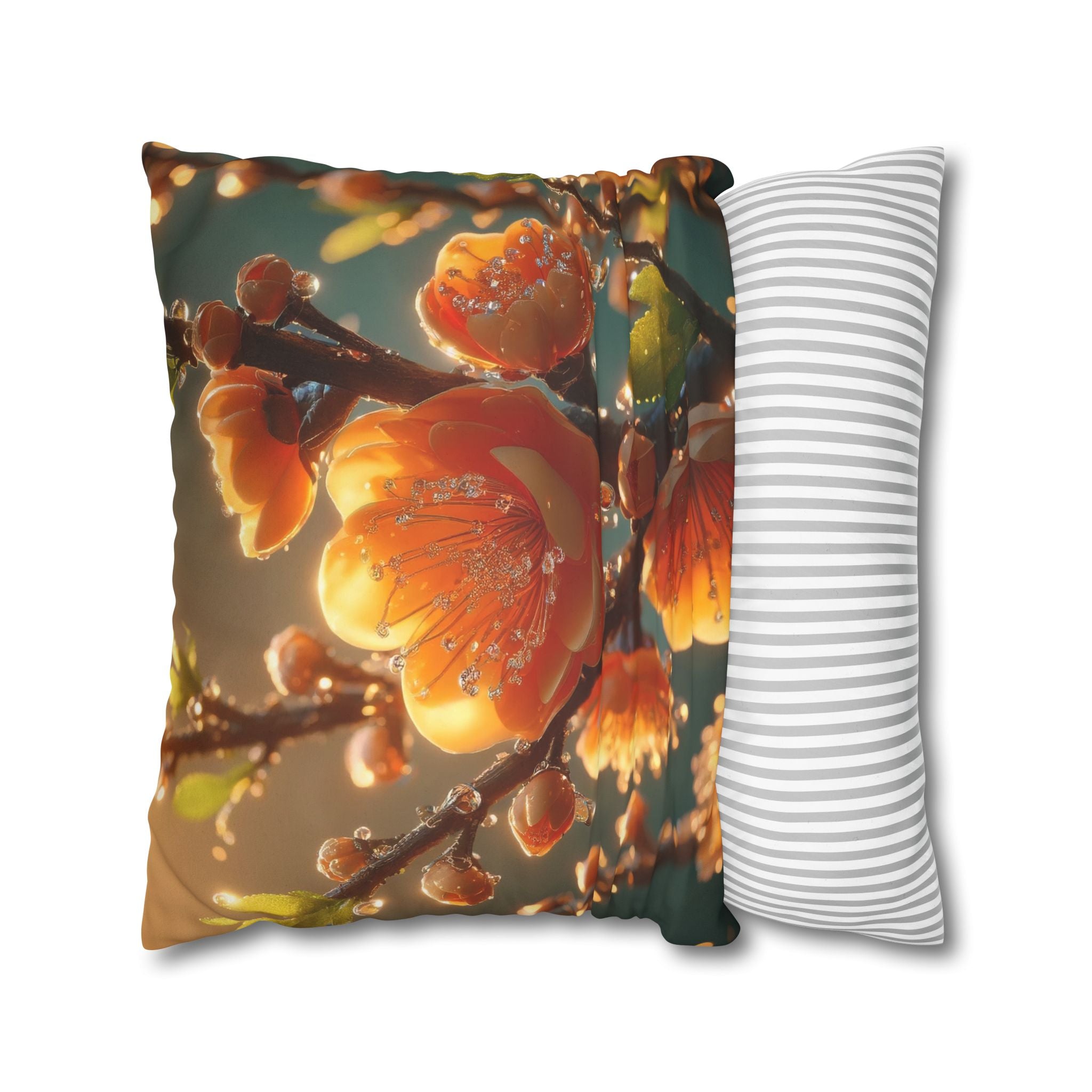 Orange coloured flowers  - Suede Square Pillowcase