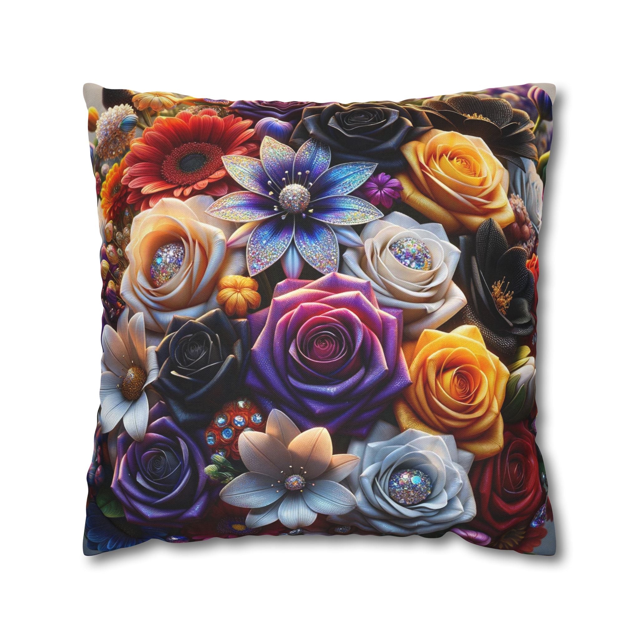 Colourful Bouquet (big flowers) - Polyester Square Pillowcase