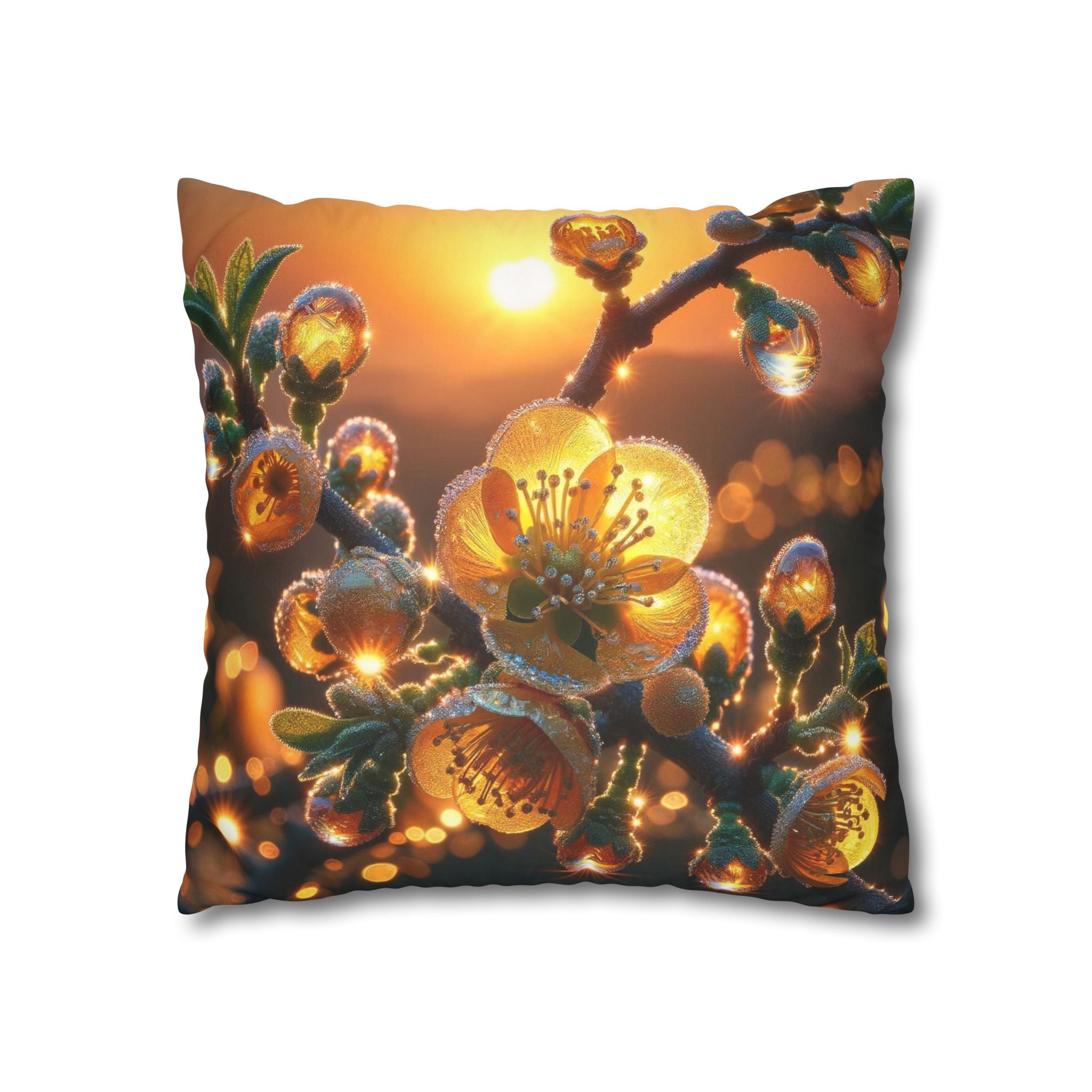 Yellow diamond flowers (2) - Suede Square Pillowcase