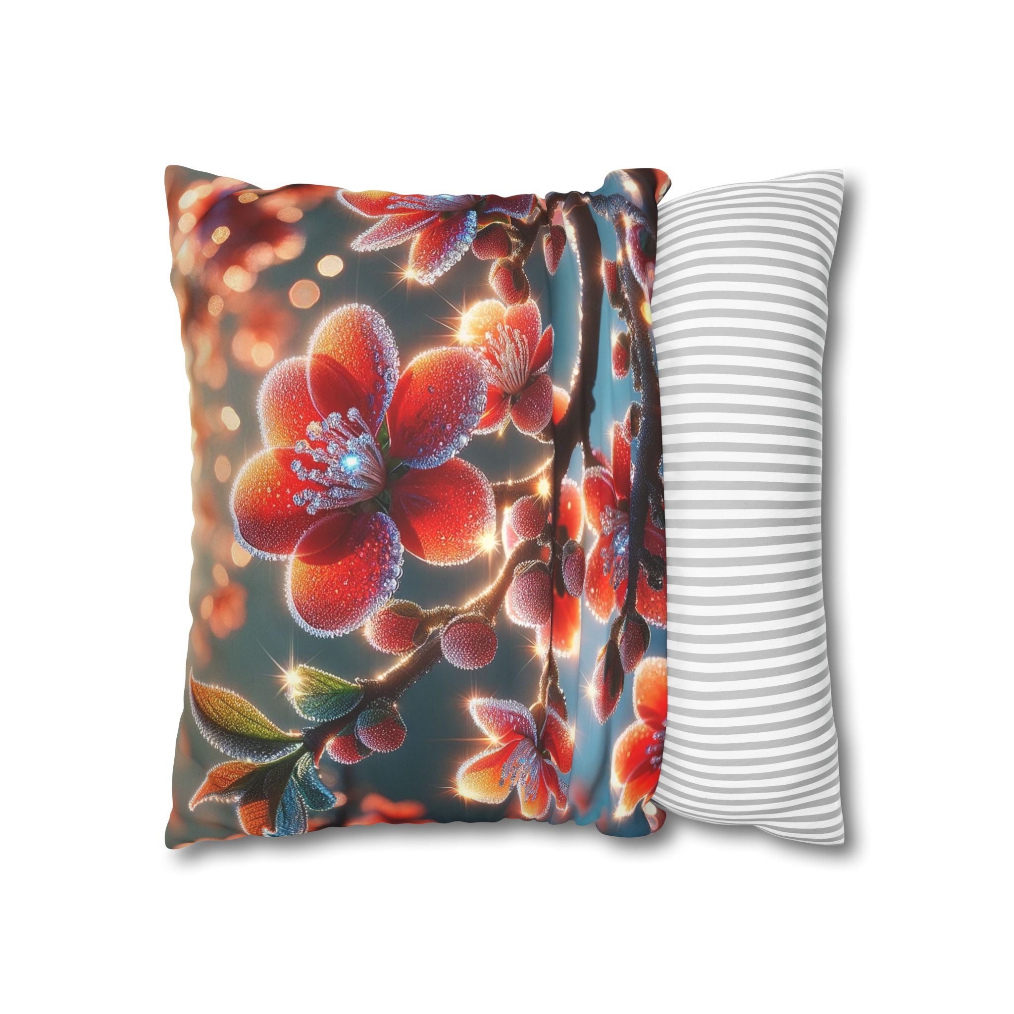 Red diamond flowers (in sun rise) - Suede Square Pillowcase