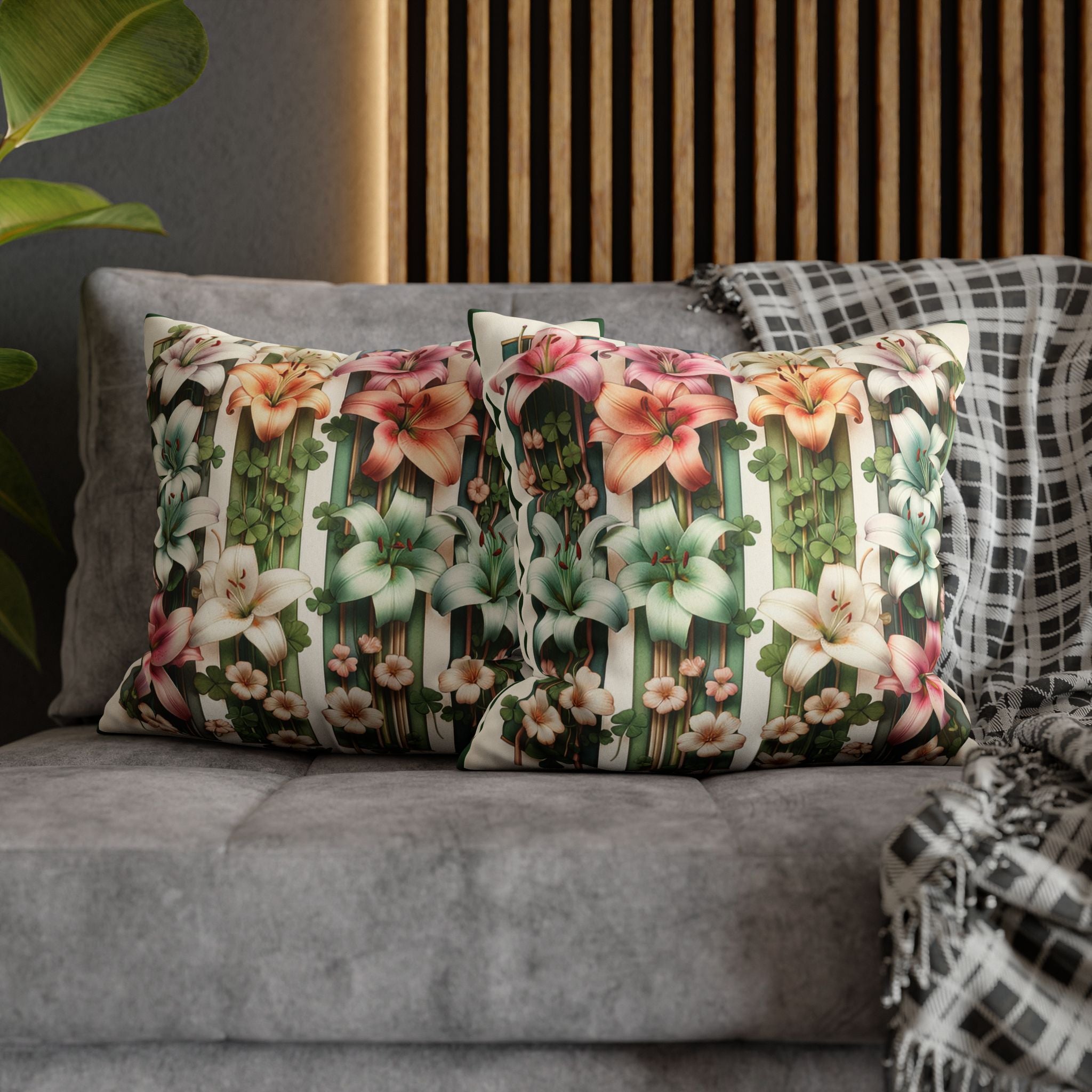 Lilies on a wall - Suede Square Pillowcase