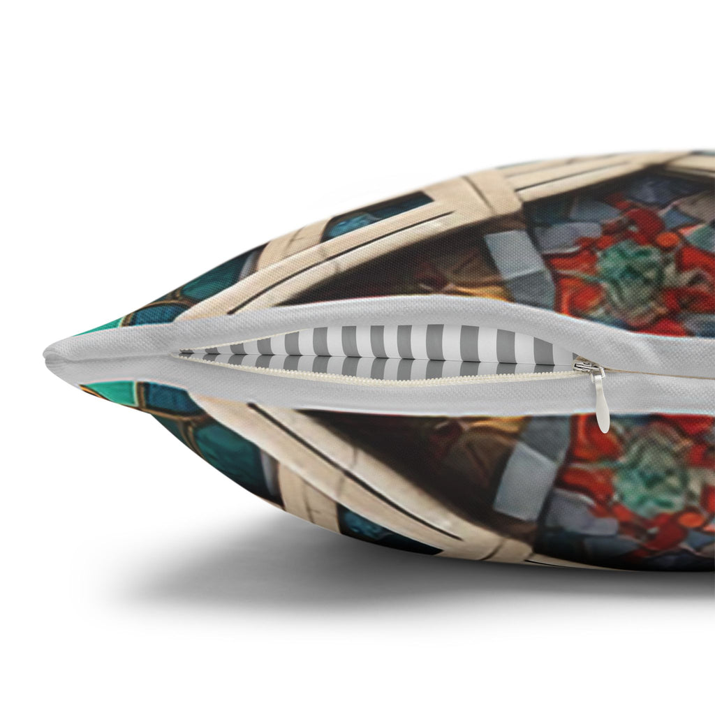 Persian Art , orange-blue - Polyester Square Pillowcase