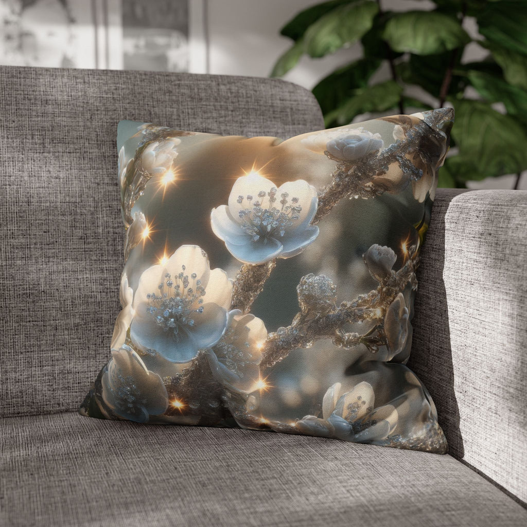 Small white flowers - Polyester Square Pillowcase