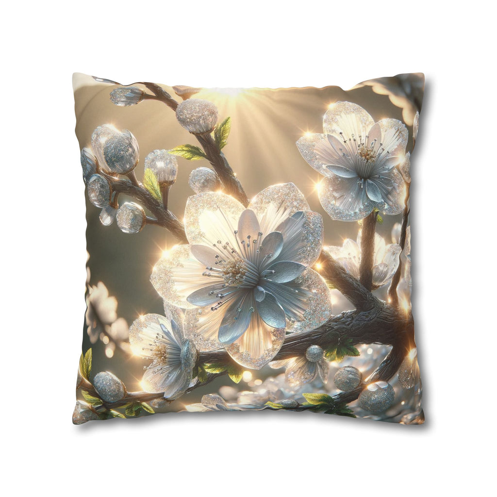 Big silver and white flowers - Suede Square Pillowcase