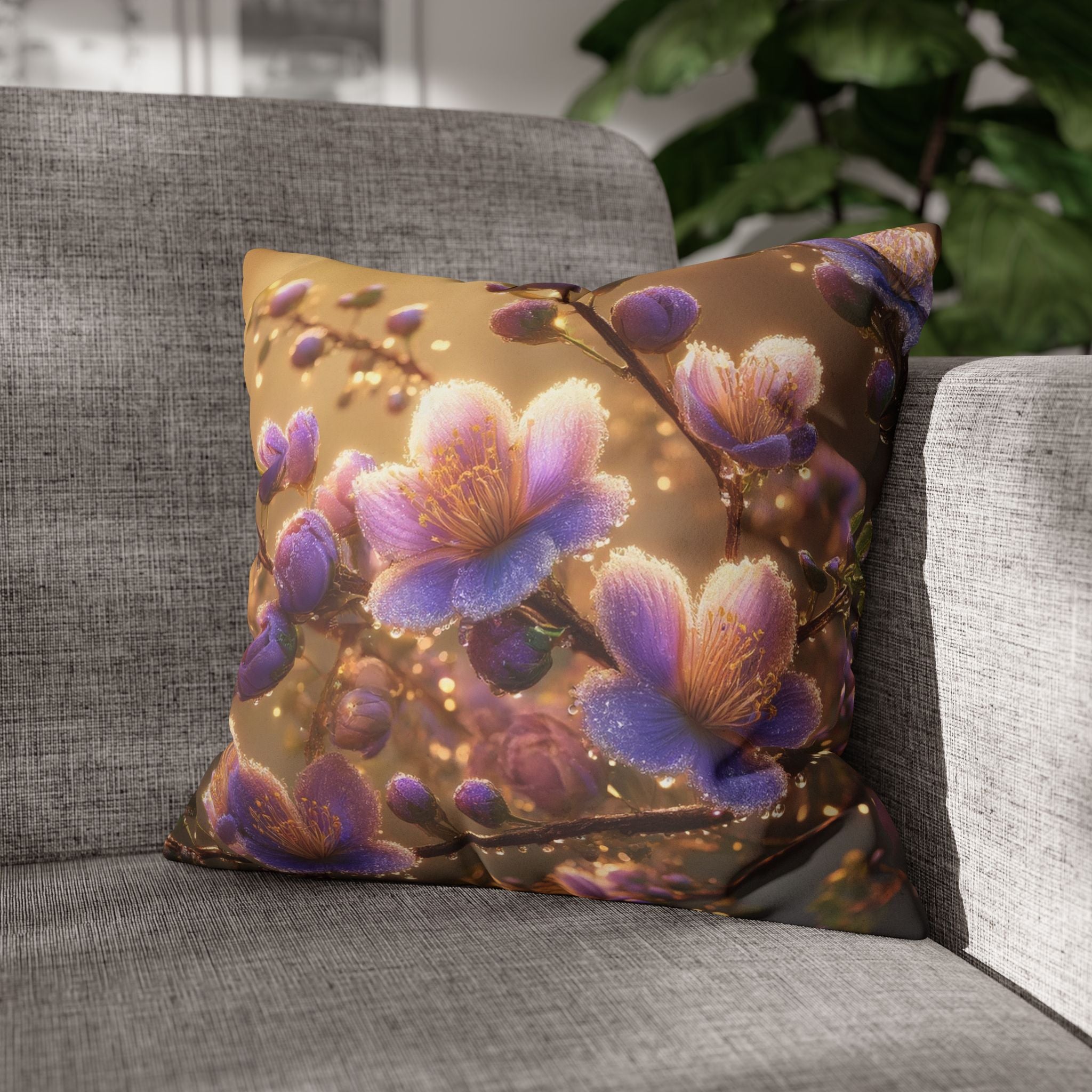 Purple and white flowers - Suede Square Pillowcase
