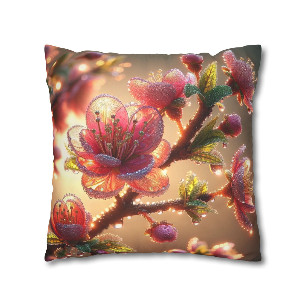 Large Pink flowers - Suede Square Pillowcase