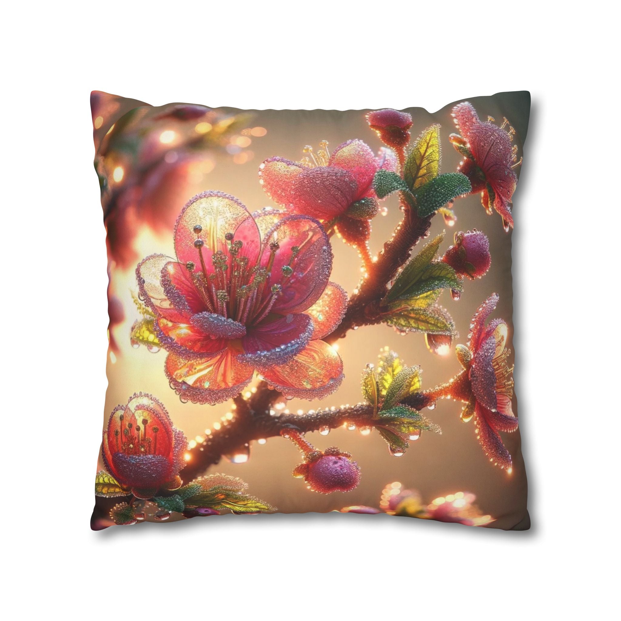 Large Pink flowers - Suede Square Pillowcase