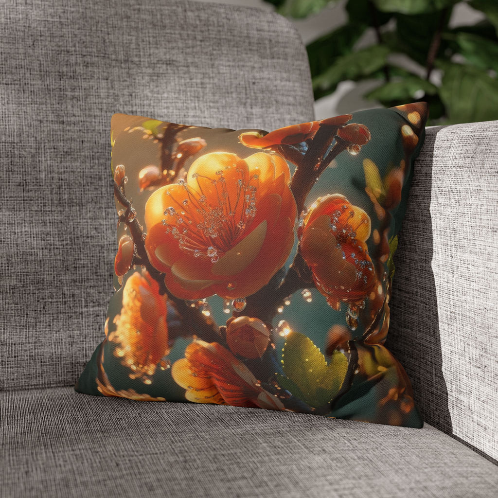 Orange-yellow diamond flowers - Polyester Square Pillowcase