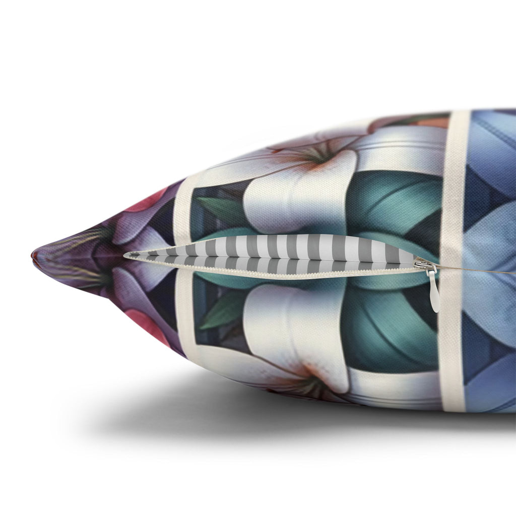 Pastel coloured Lilies in columns - Polyester Square Pillowcase