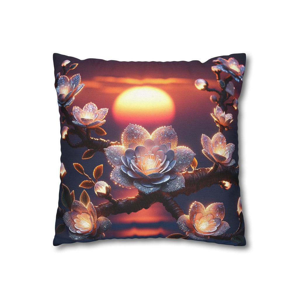 White flowers in the night - Polyester Square Pillowcase