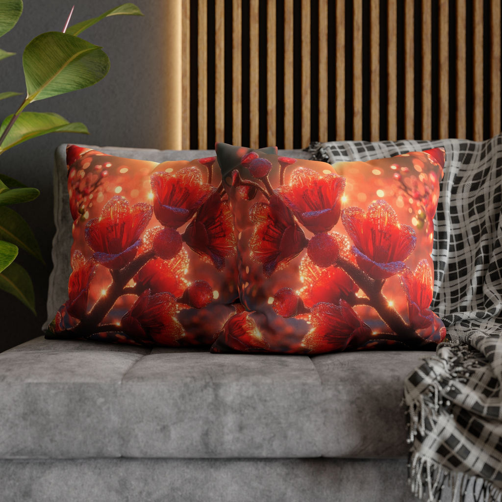 Red diamond flowers (in sunset) - Suede Square Pillowcase