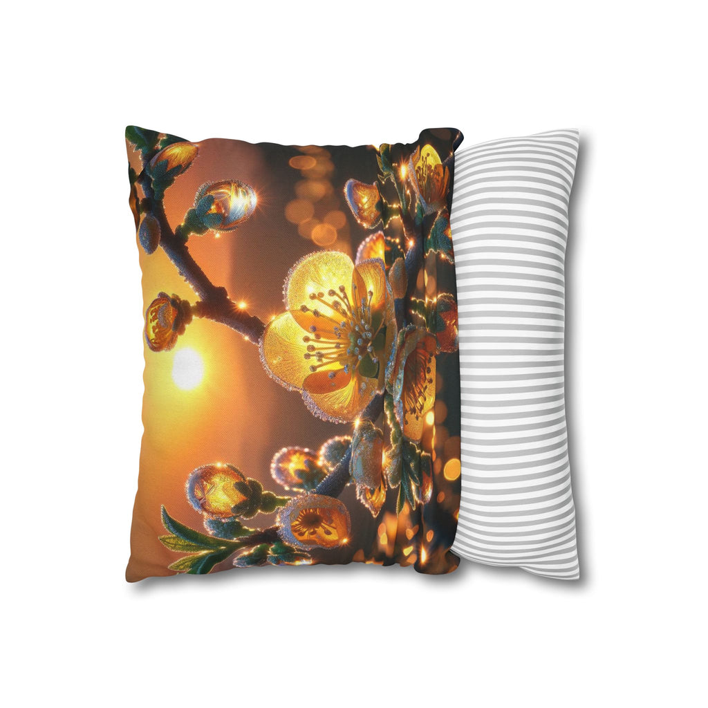 Yellow diamond-like flowers - Polyester Square Pillowcase