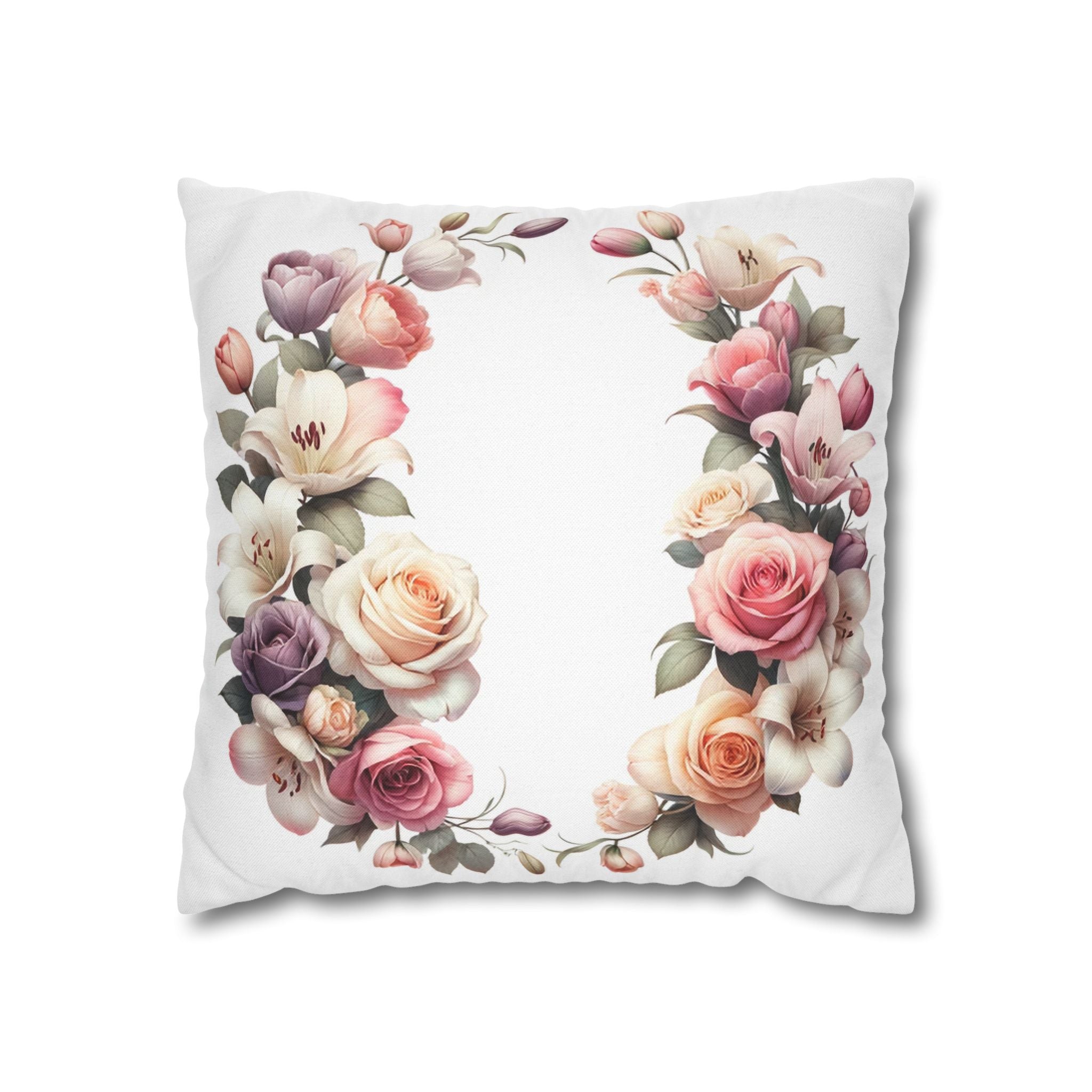 Roses on white background - Polyester Square Pillowcase