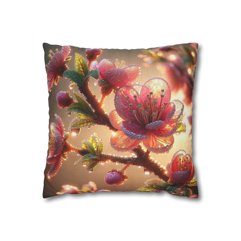 Large Pink diamond flowers - Polyester Square Pillowcase