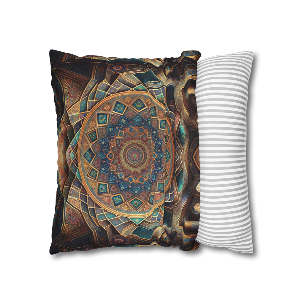 Persian art, brown-blue - Polyester Square Pillowcase