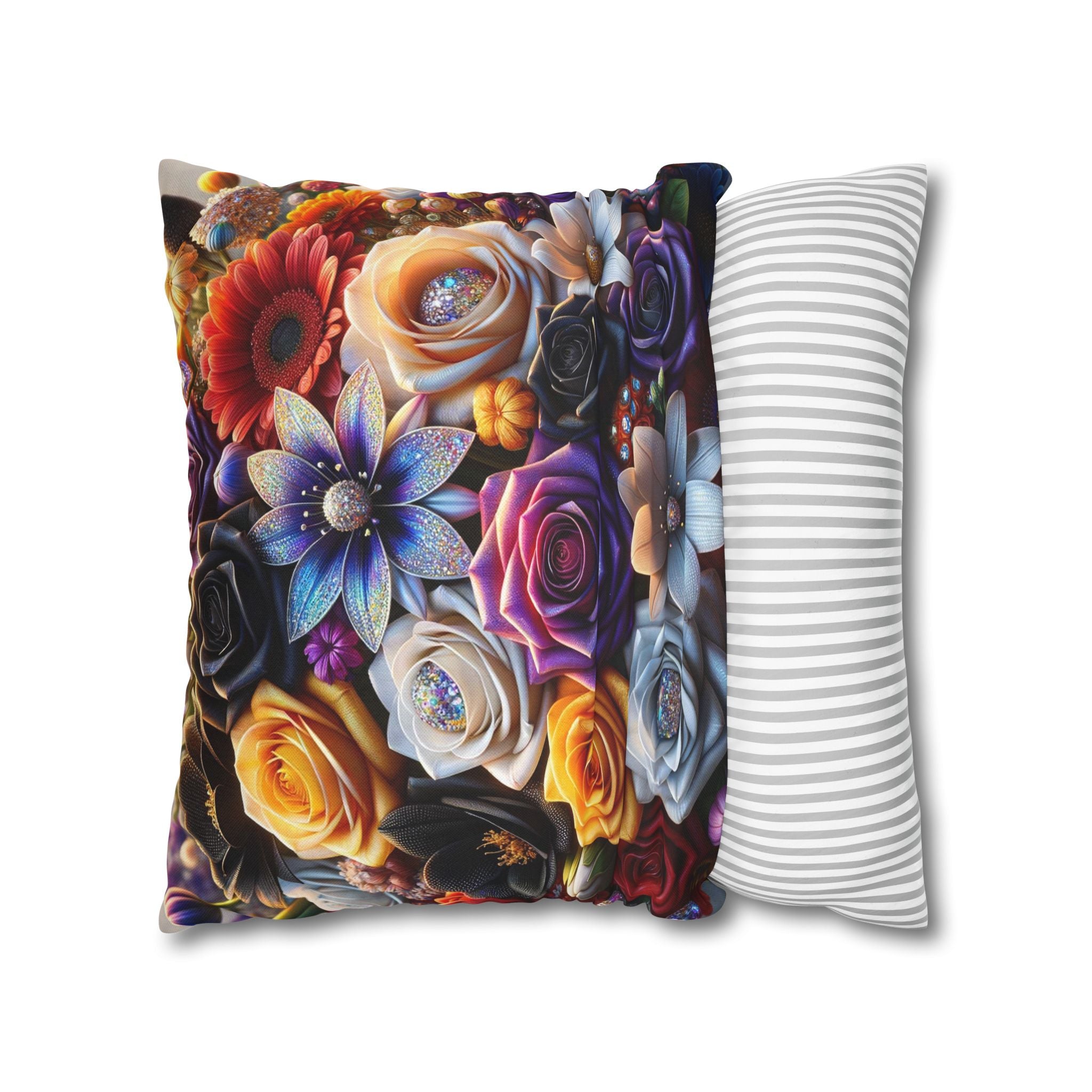 Colourful Bouquet (big flowers) - Polyester Square Pillowcase