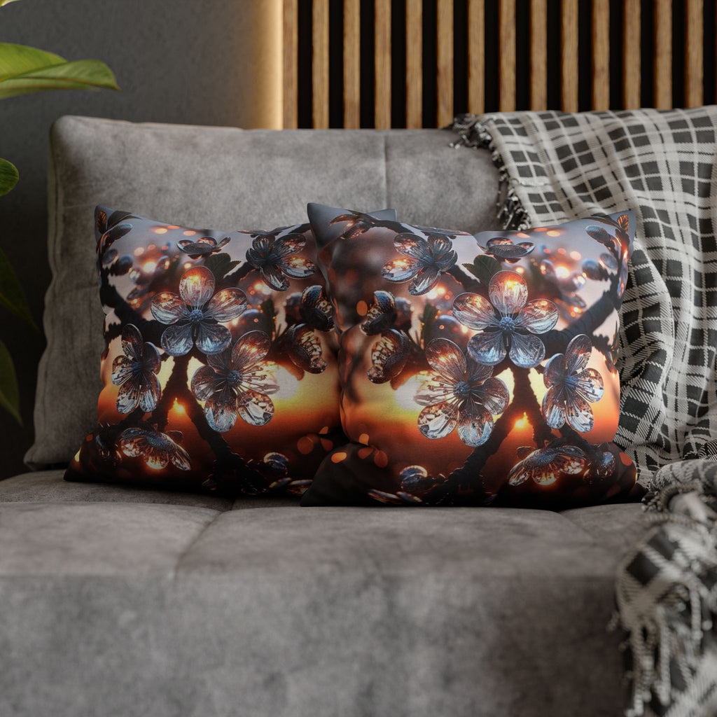 A branch full of white flowers - Polyester Square Pillowcase