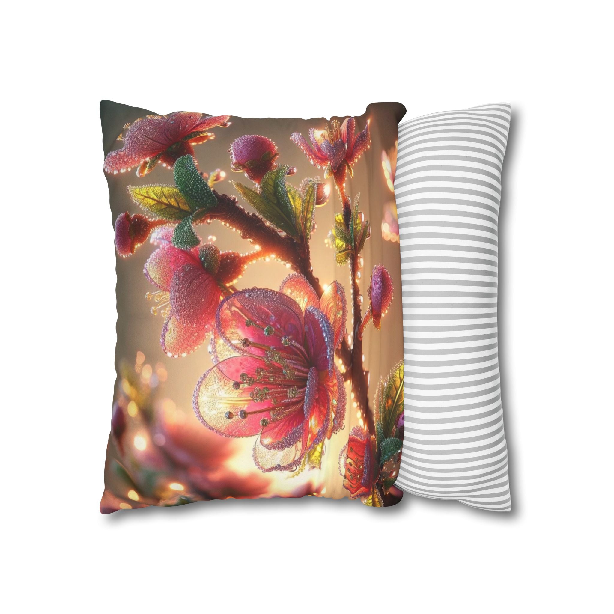 Large Pink flowers - Suede Square Pillowcase