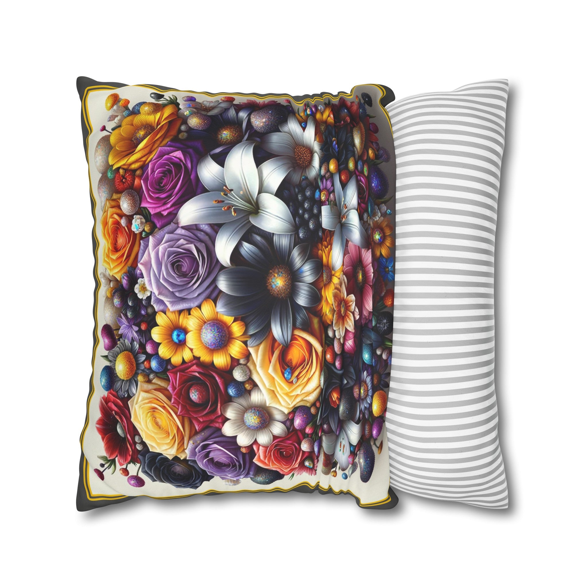 Colourful Bouquet (3) - Suede Square Pillowcase