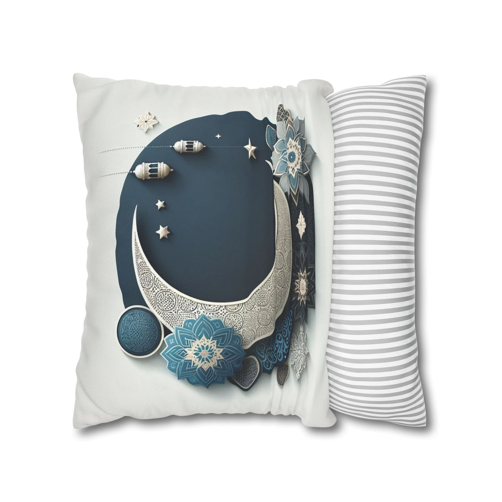 Islamic Art (large silver moon) - Suede Square Pillowcase