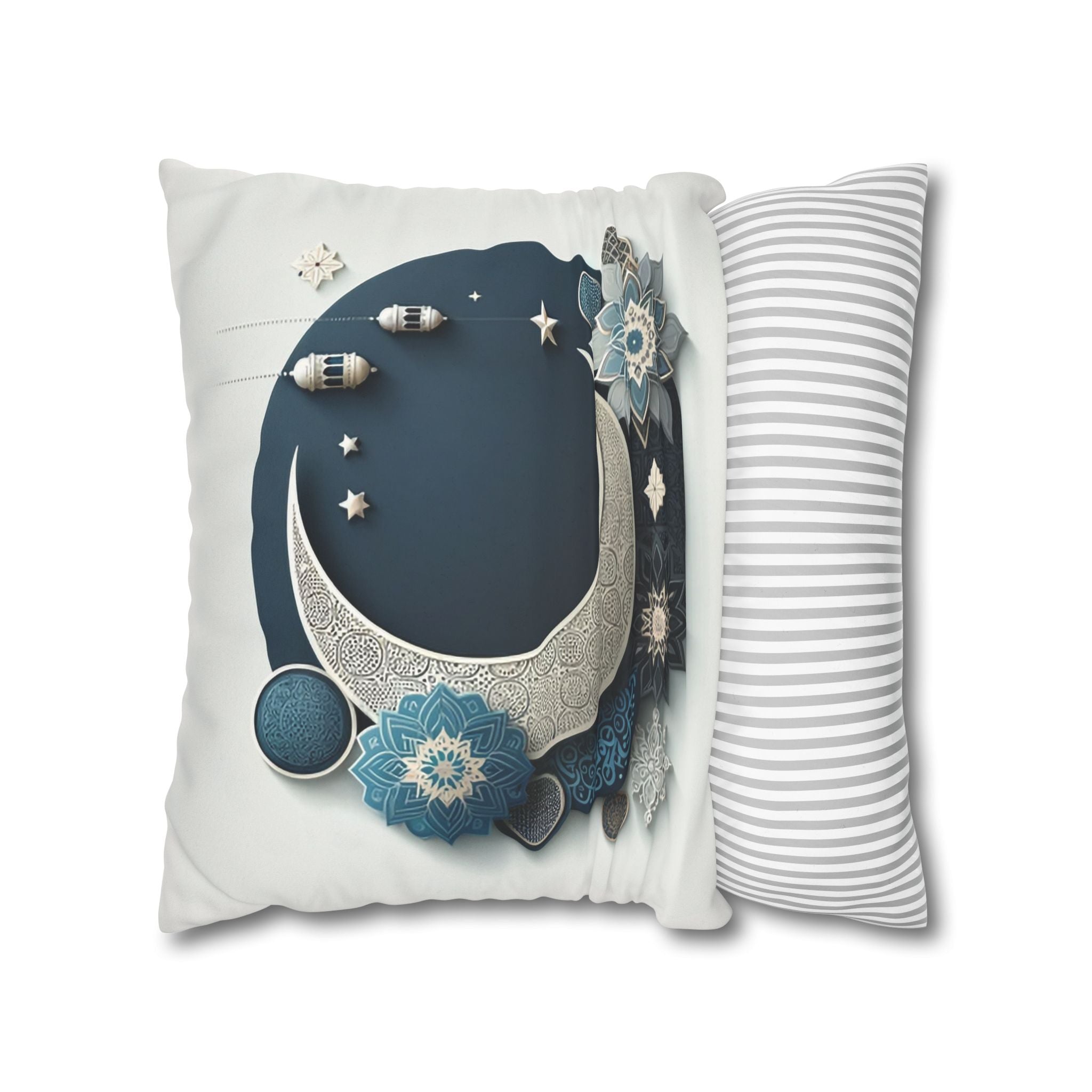 Islamic Art (large silver moon) - Suede Square Pillowcase