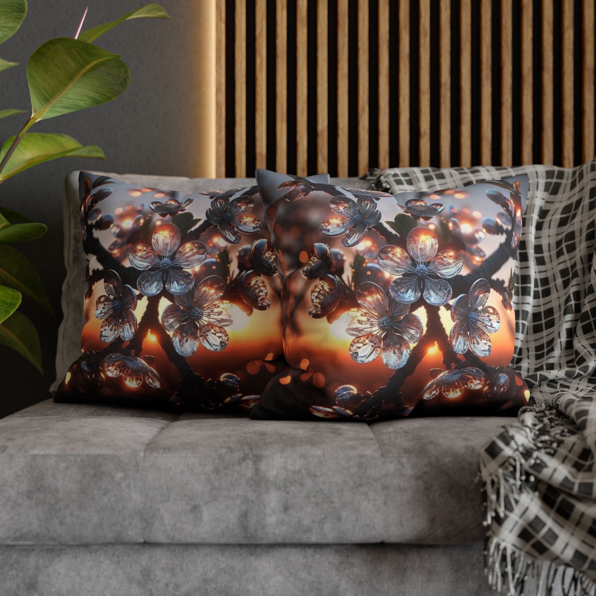White, diamond flowers (in the evening) - Suede Square Pillowcase