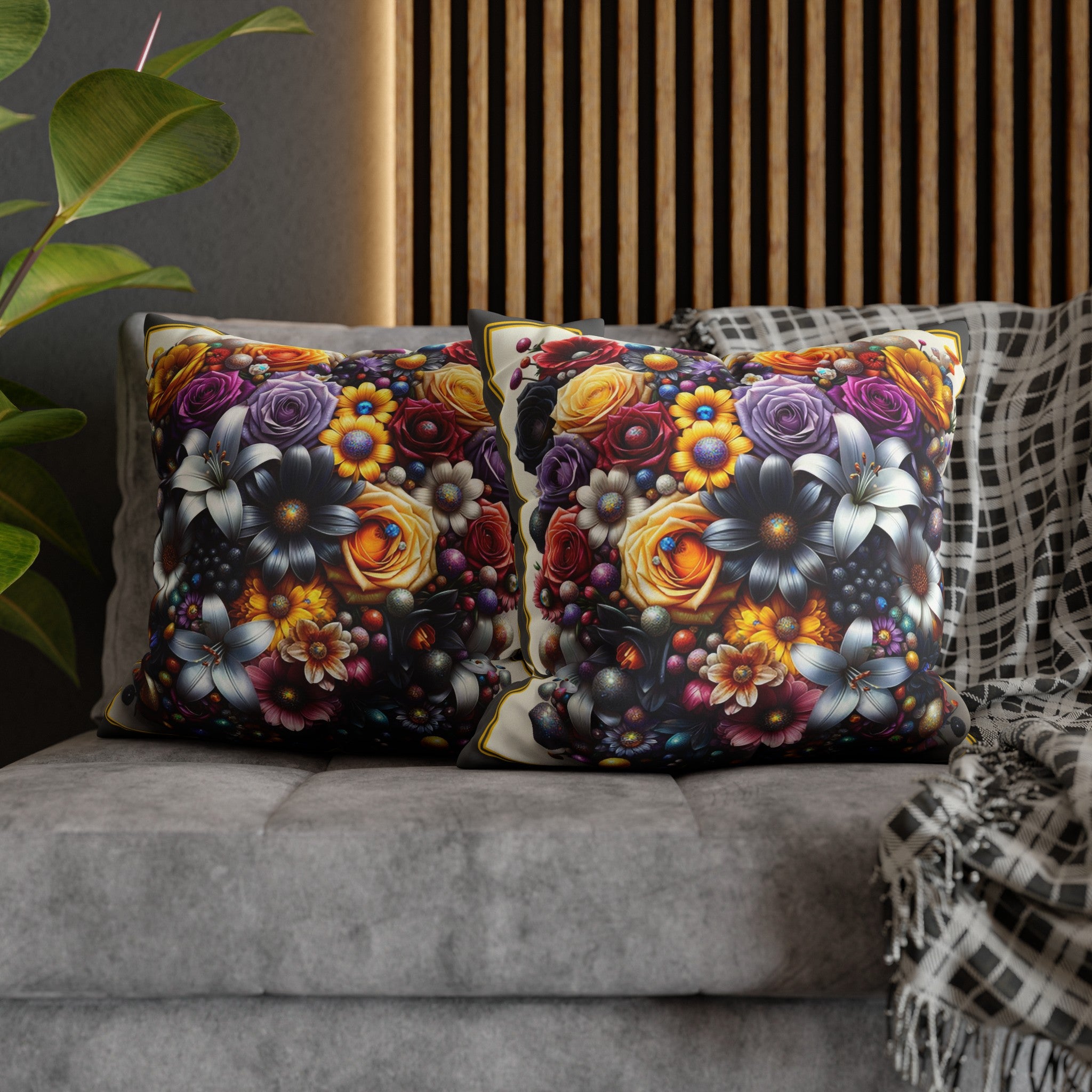 Colourful Bouquet (3) - Suede Square Pillowcase