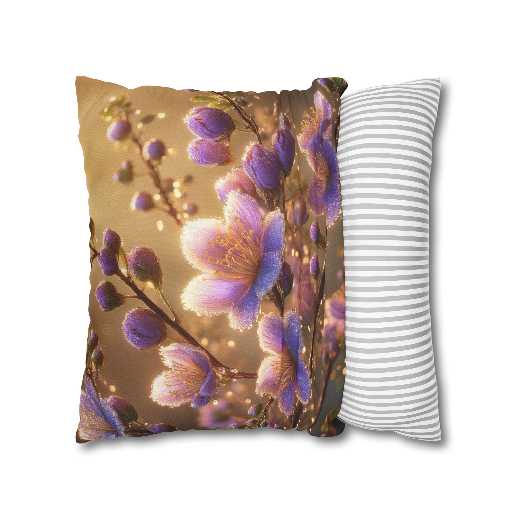White-lavender flowers - Polyester Square Pillowcase