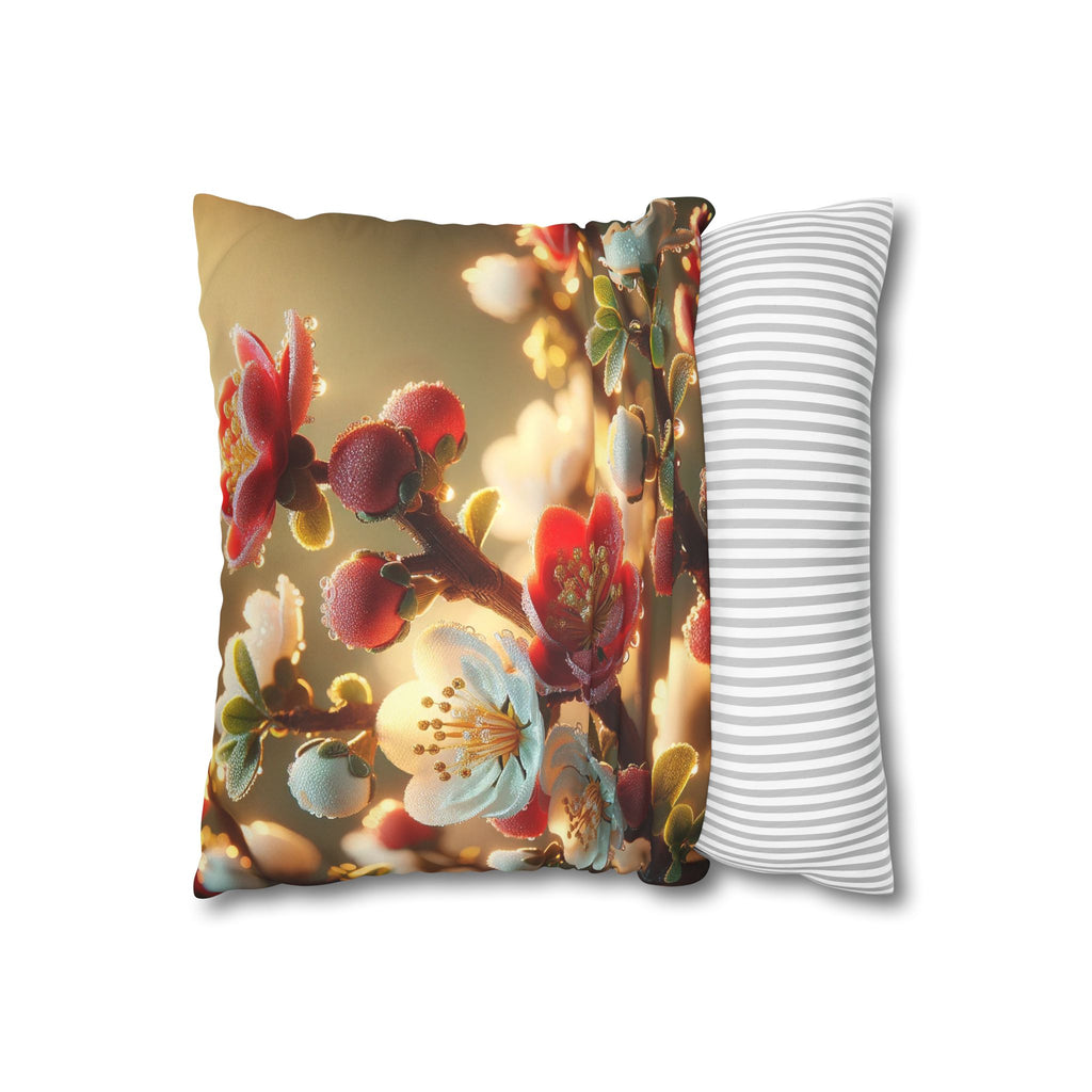 Red and white flowers - Suede Square Pillowcase