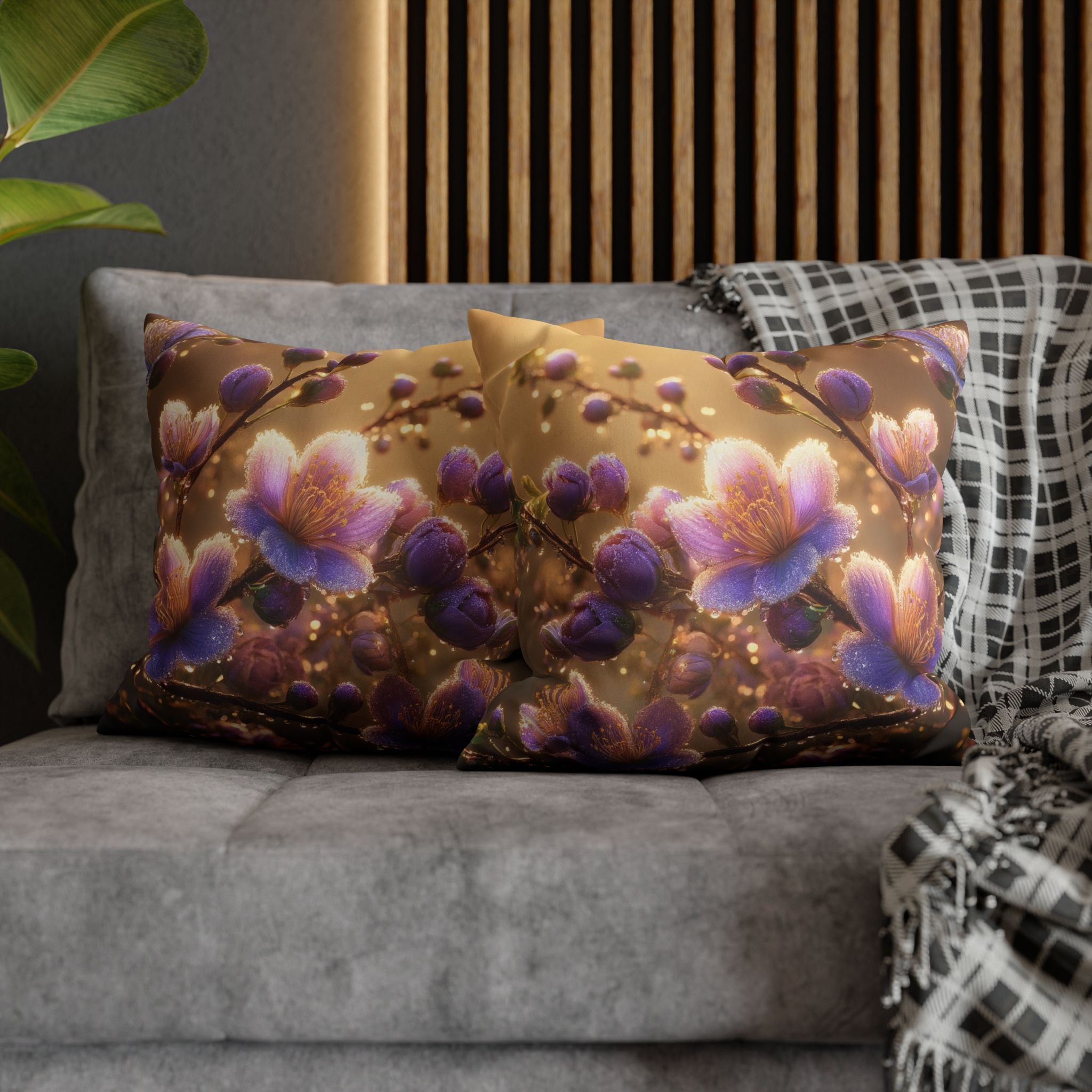 Purple and white flowers - Suede Square Pillowcase
