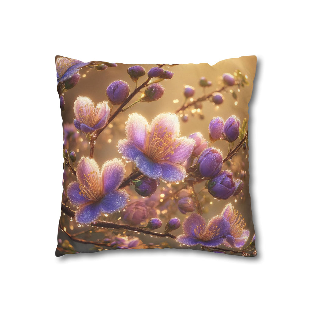 Purple and white flowers - Suede Square Pillowcase
