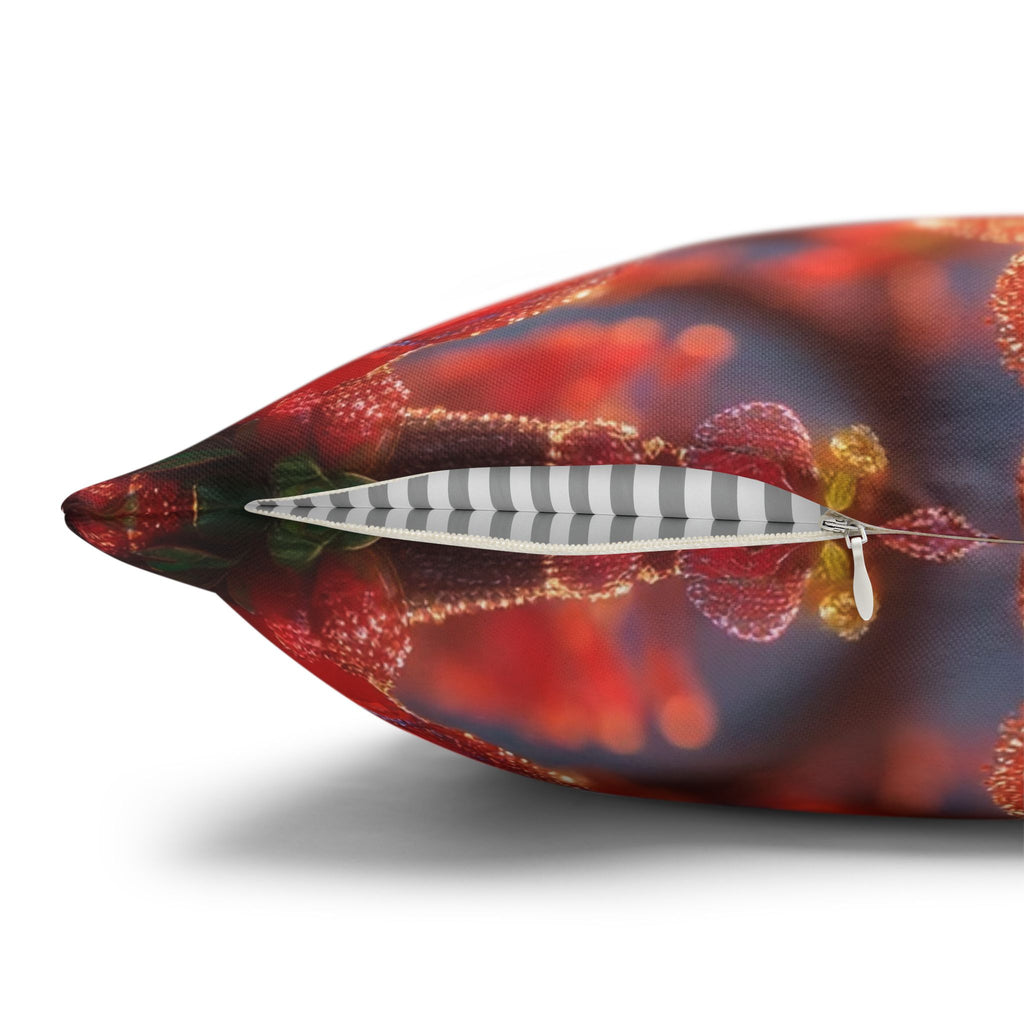 Red-diamond flowers (on red background) -  Polyester Square Pillowcase