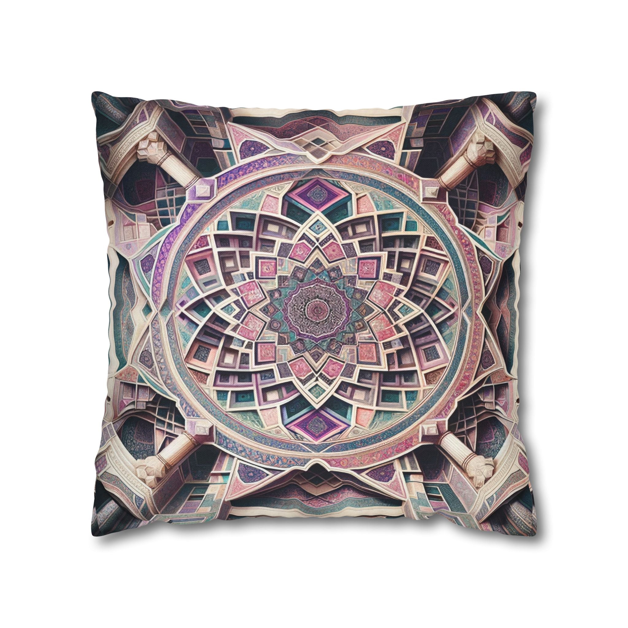 Persian art, grey-pink - Polyester Square Pillowcase