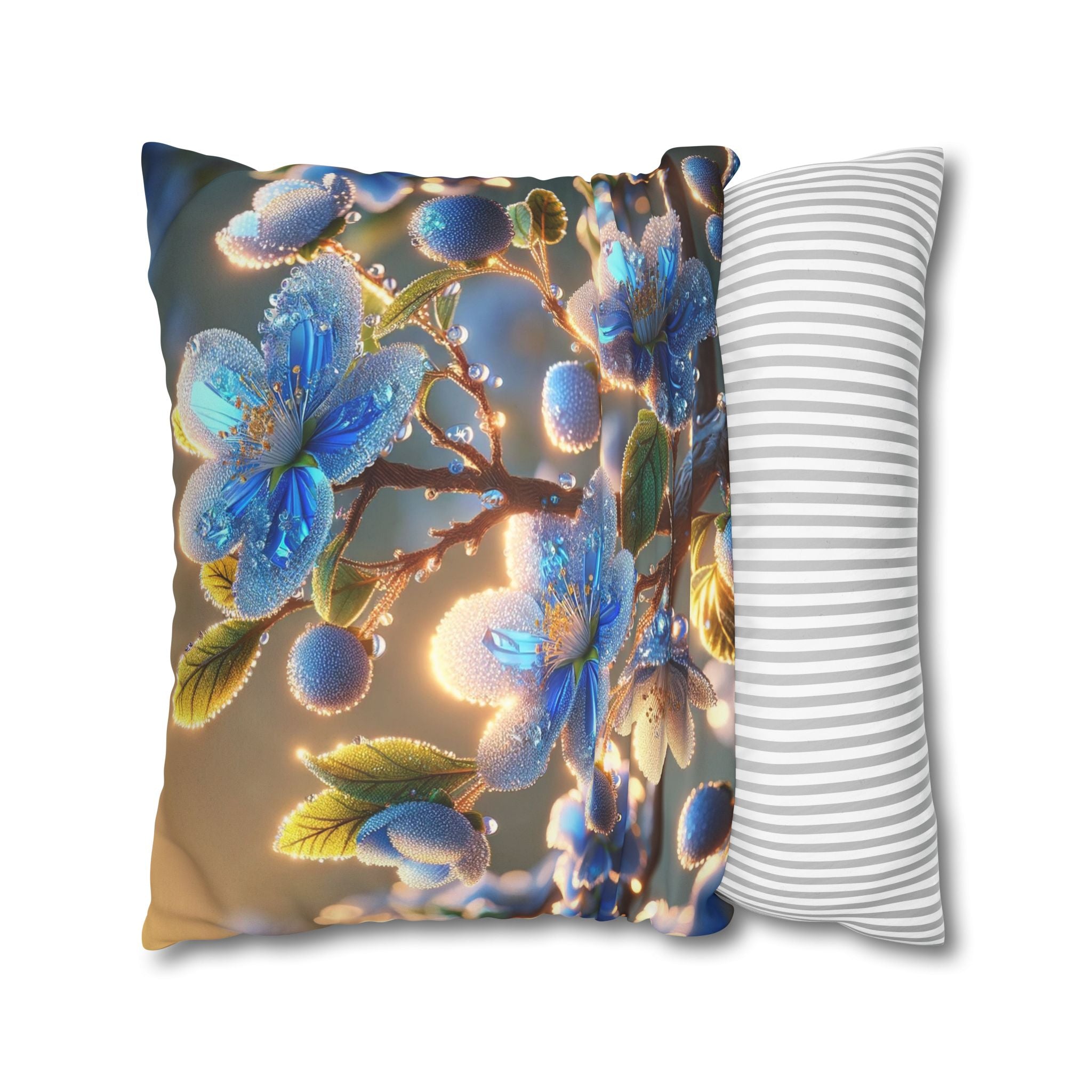 White-blue flowers - Suede Square Pillowcase
