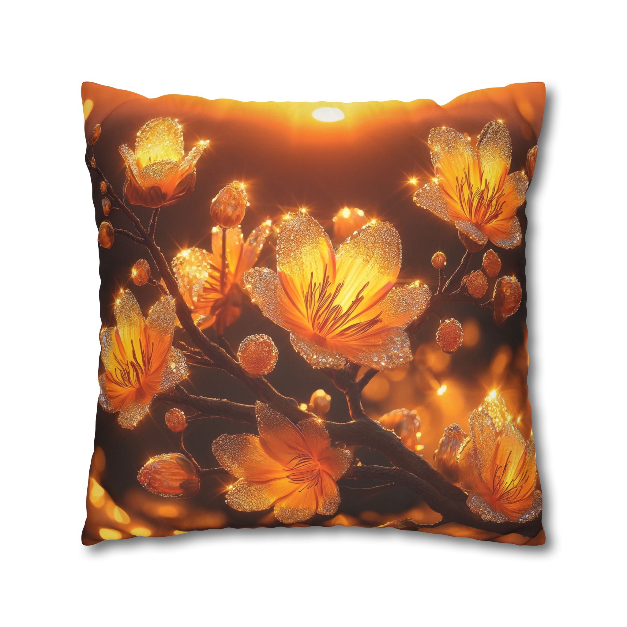 Yellow diamond flowers (3) - Suede Square Pillowcase