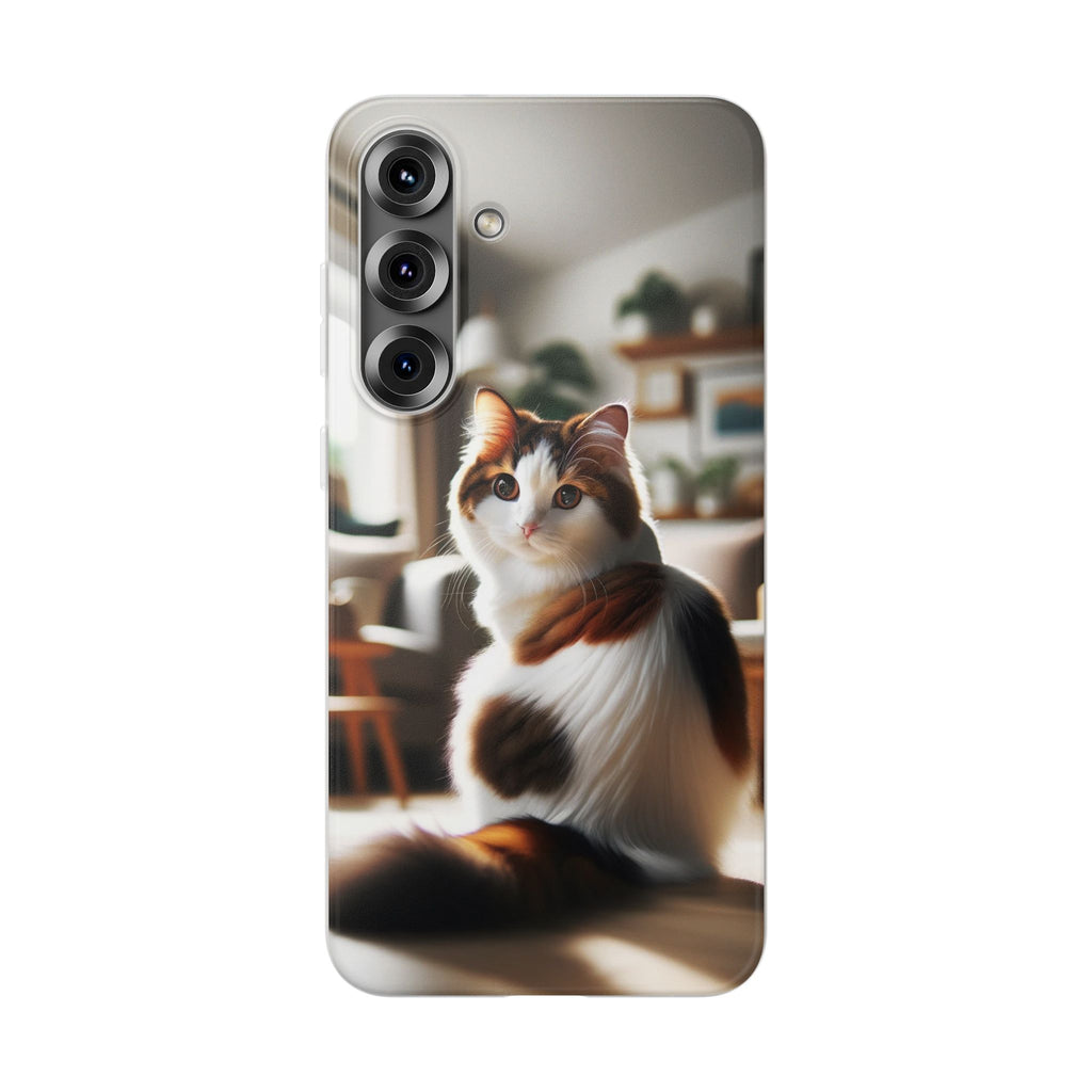 Curious, white-brown cat - Flexi Case (Samsung only)