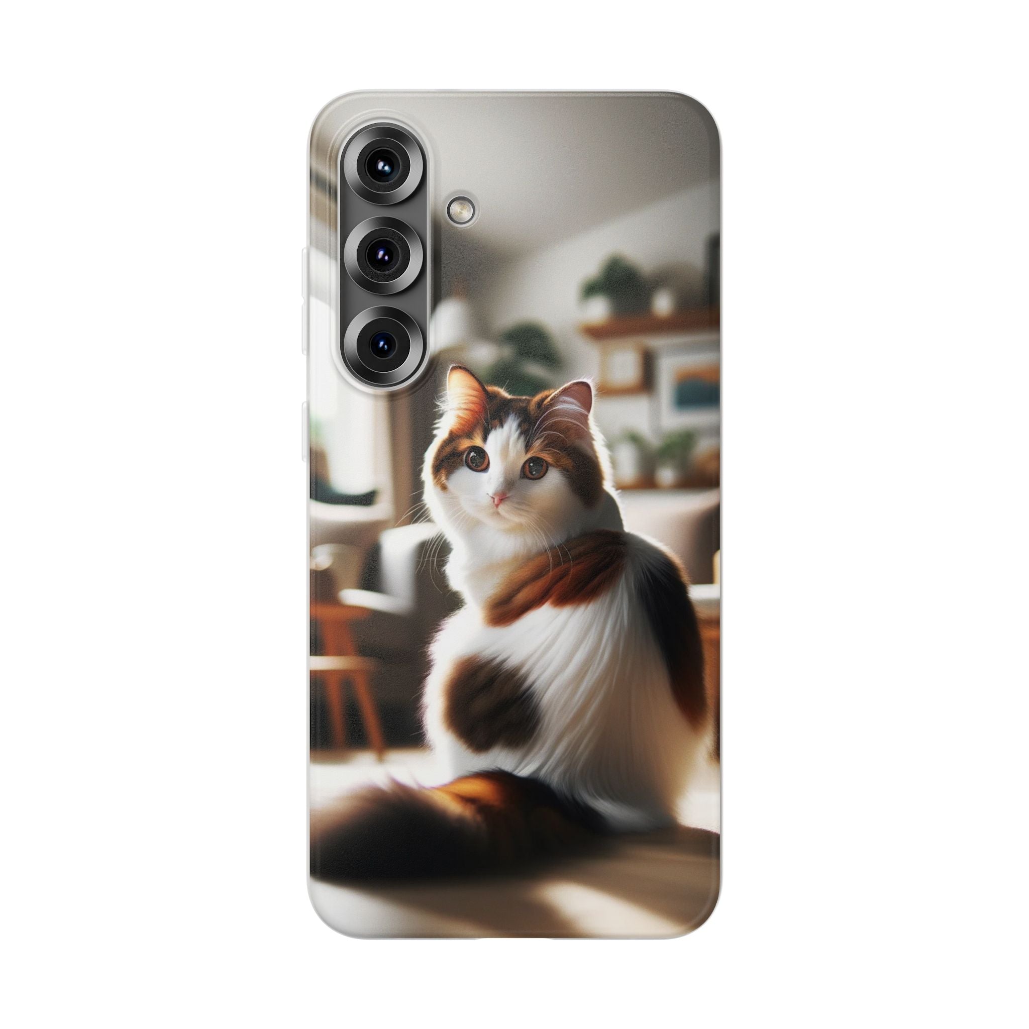 Curious, white-brown cat - Flexi Case (Samsung only)